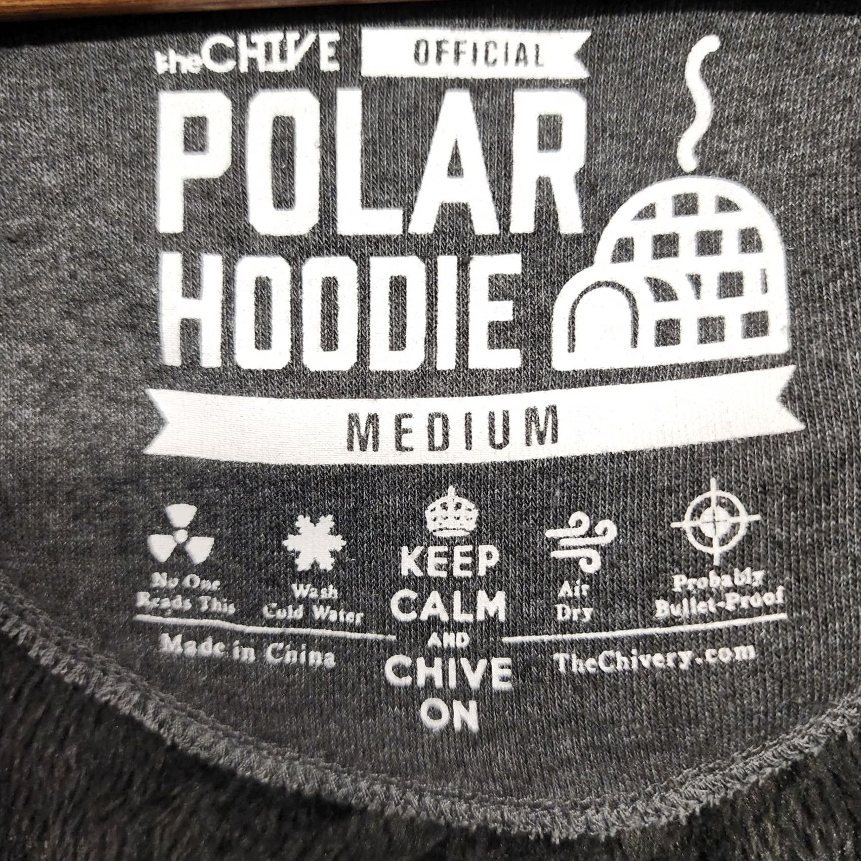 CO The Chive Polar Hoodie Mens Medium Gray KC CO Full Zip Fleece Lined Keep Calm Size US M / EU 48-50 / 2 - 3 Thumbnail