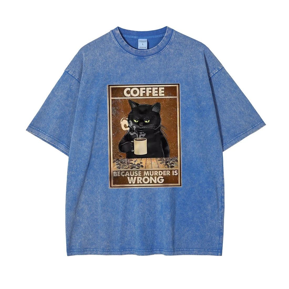 Vintage Vintage Style Black Cat Drinking Coffee T-Shirt Size US XL / EU 56 / 4 - 1 Preview