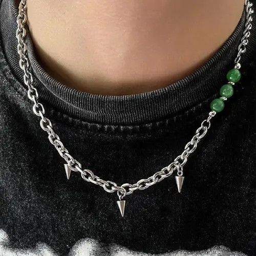 VIBE Punk Rivet Necklace, Spike Necklace, Mens Necklace Size ONE SIZE - 6 Thumbnail