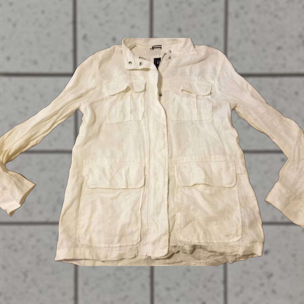 Gap Womens GAP Linen Jacket M Medium Cream Size M / US 6-8 / IT 42-44 - 1 Thumbnail