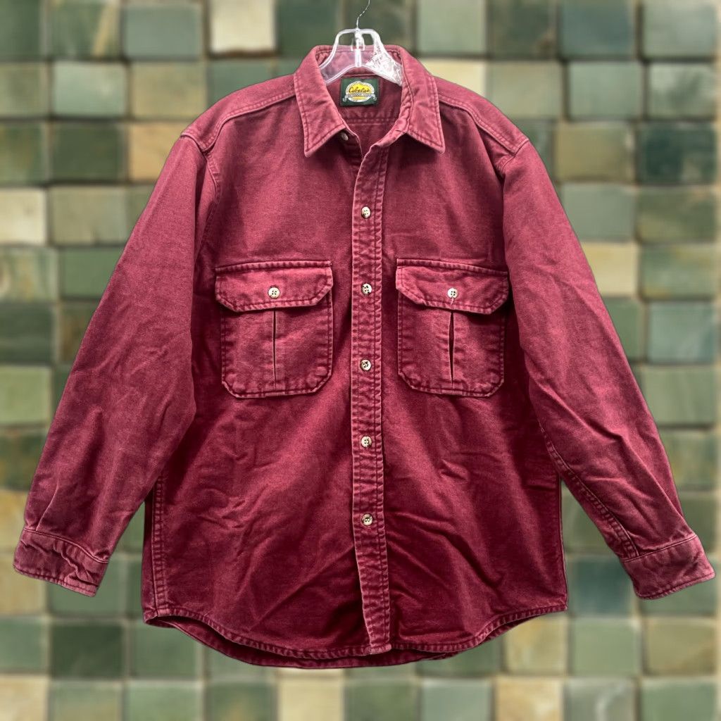 Vintage Cabela's Shirt Adult M Red Chamois Red Flannel Button Down Outdoor Hiking Men's Shirt Size US M / EU 48-50 / 2 - 1 Thumbnail