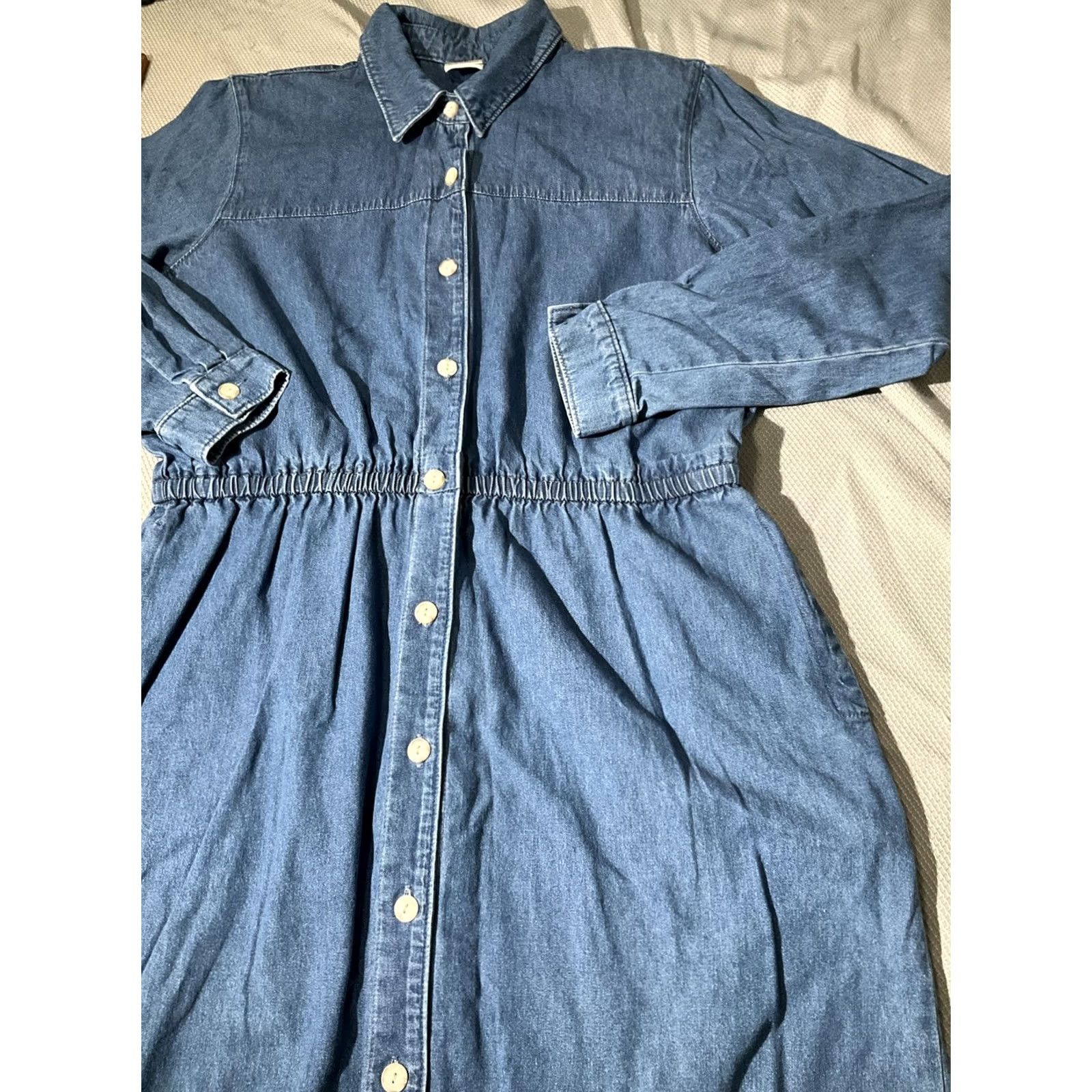 Jim Thompson VINTAGE Norm Thompson Dress Womens 16 Blue Chambray USA Made Button Maxi Cottagecore Dress Size XXL / US 16-18 / IT 52-54 - 4 Thumbnail
