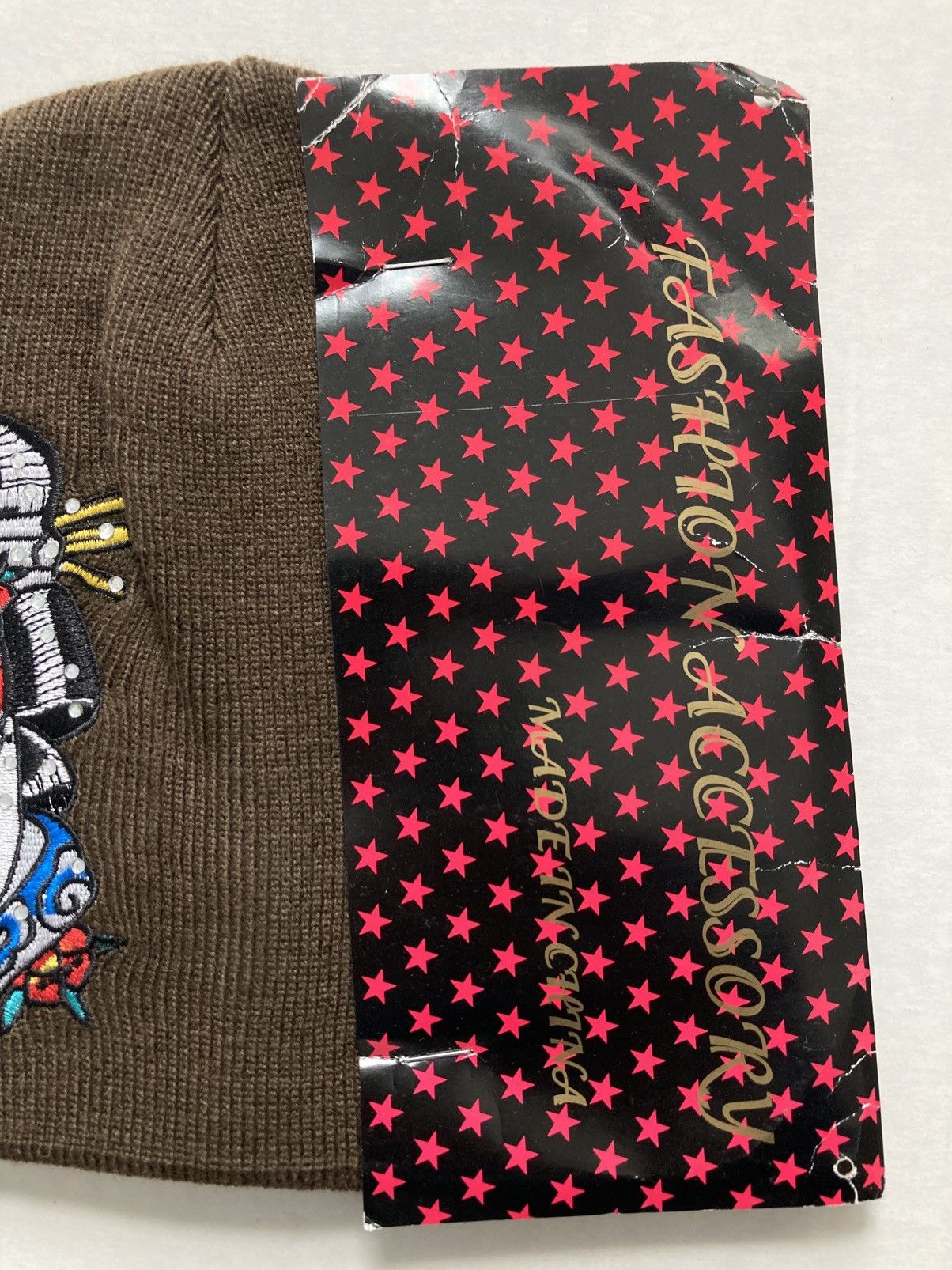 Christian Audigier × Ed Hardy × Vintage DON ED HARDY BROWN BEANIE CAP GEISHA JAPANESE EMBROIDERED Size ONE SIZE - 4 Thumbnail