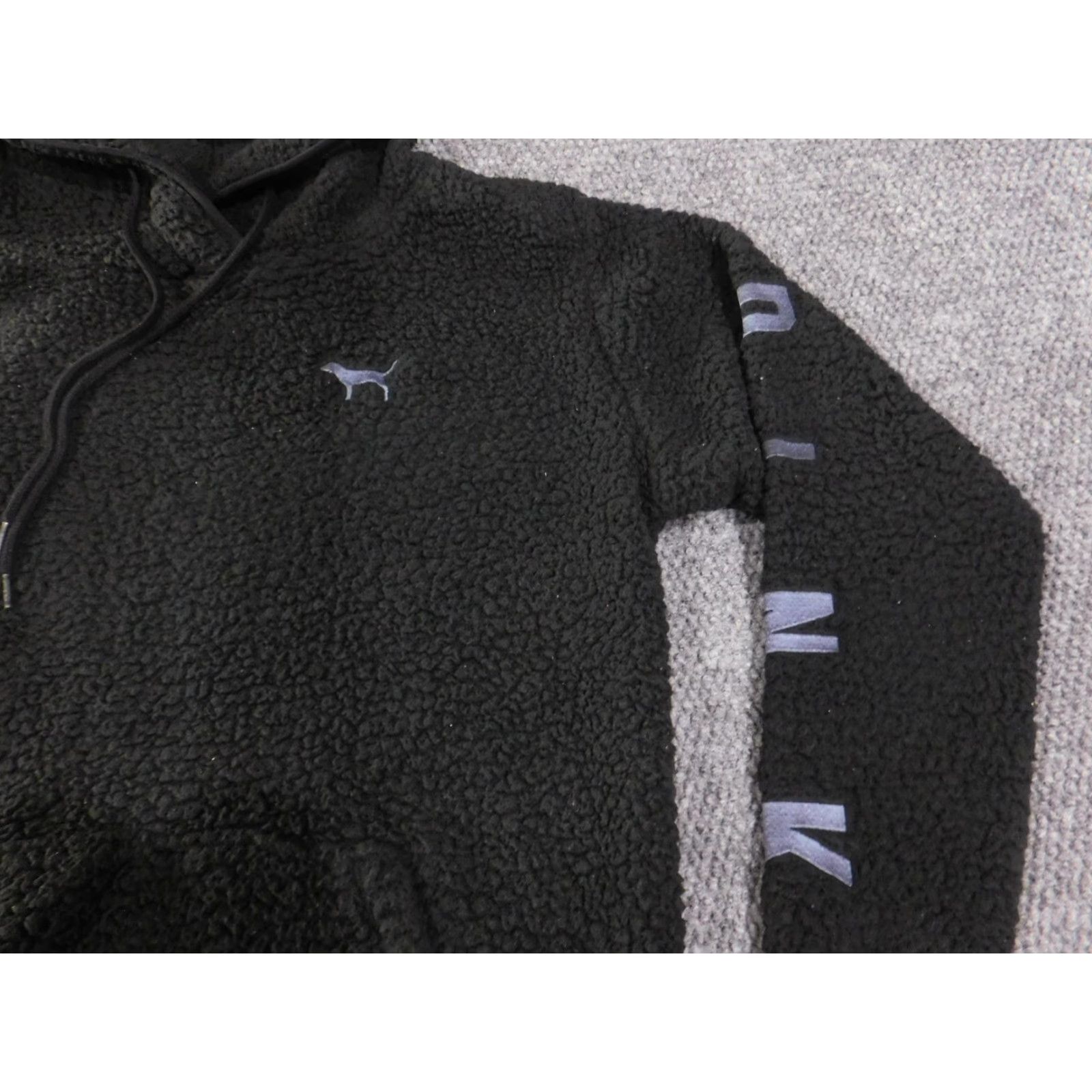 Pinko PINK Victoria's Secret Hoodie Womens Medium Black Sherpa Fleece Pullover Teddy Size M / US 6-8 / IT 42-44 - 5 Thumbnail