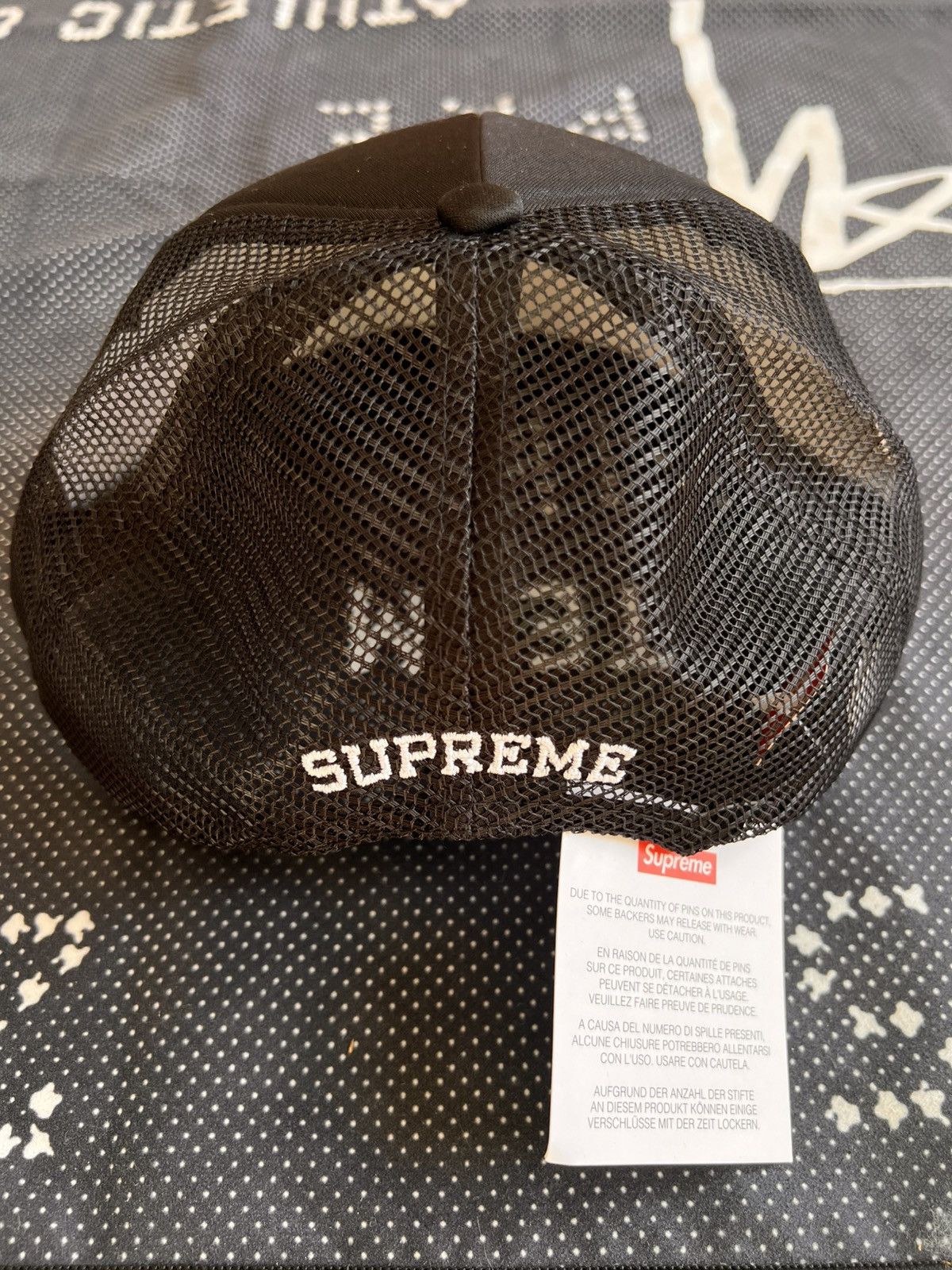 Supreme Supreme Pins Mesh Back 5 Panel Black cap hat snapback enamel Size ONE SIZE - 2 Thumbnail