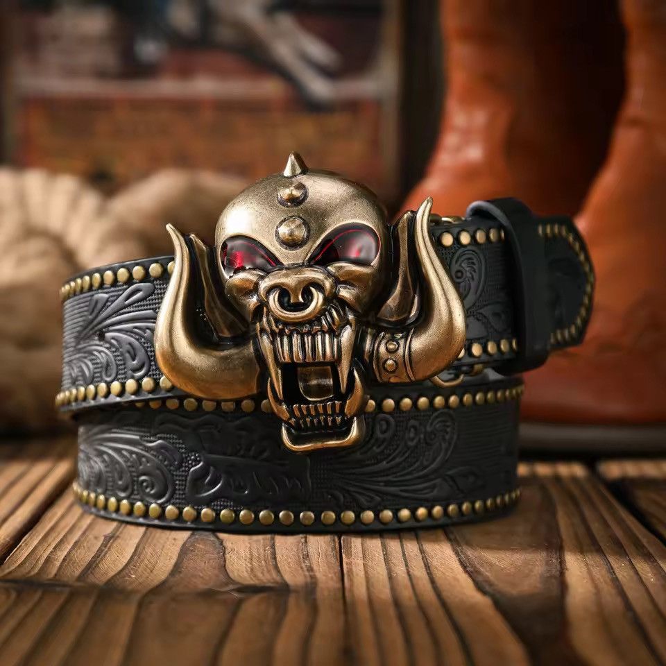 Other Trendy Gothic Punk Costume Bull Skulls Buckle Belt Size 42 - 3 Thumbnail