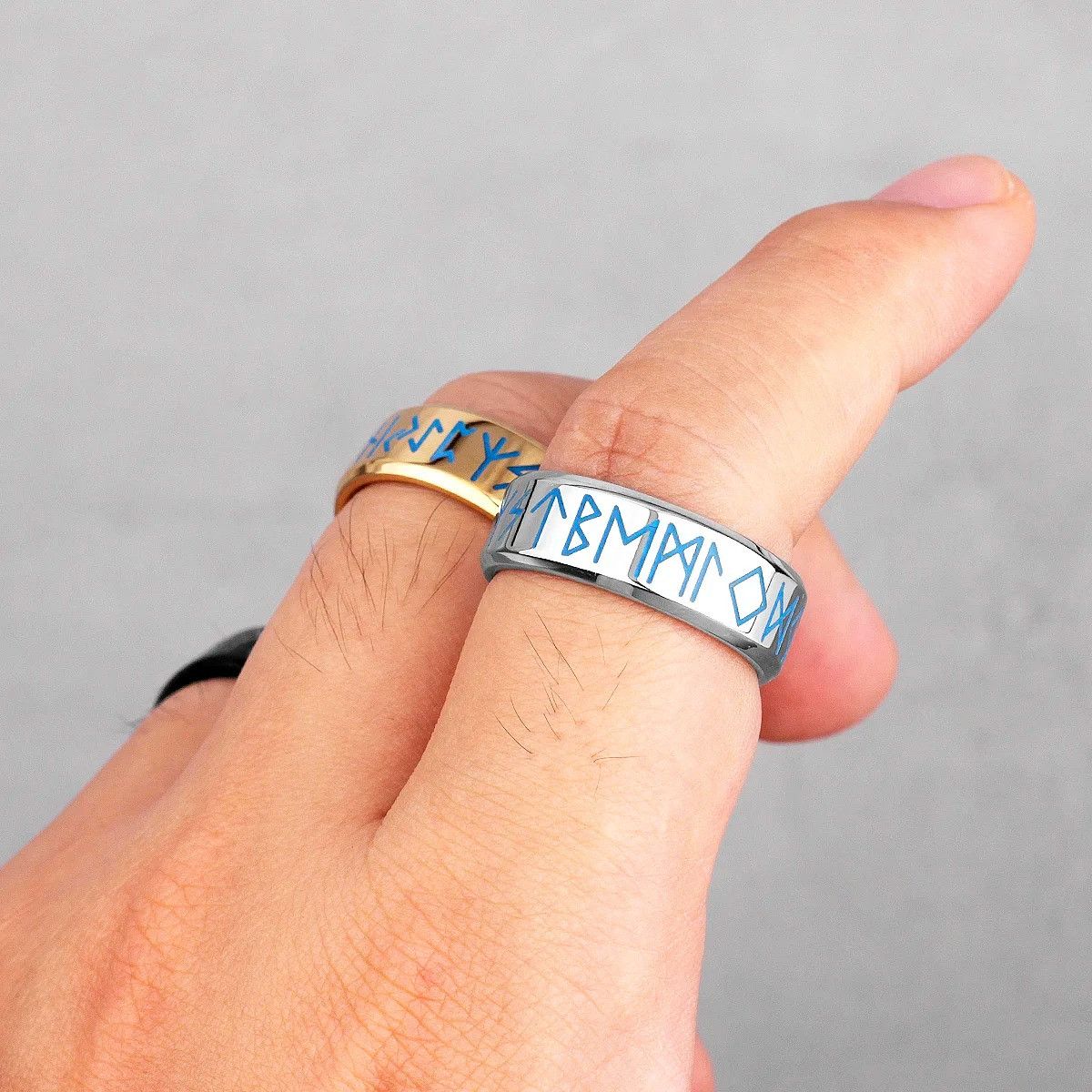 Jewelry Viking Rune Spin Luminous Ring Streetwear Fashion Gift Size ONE SIZE - 4 Thumbnail