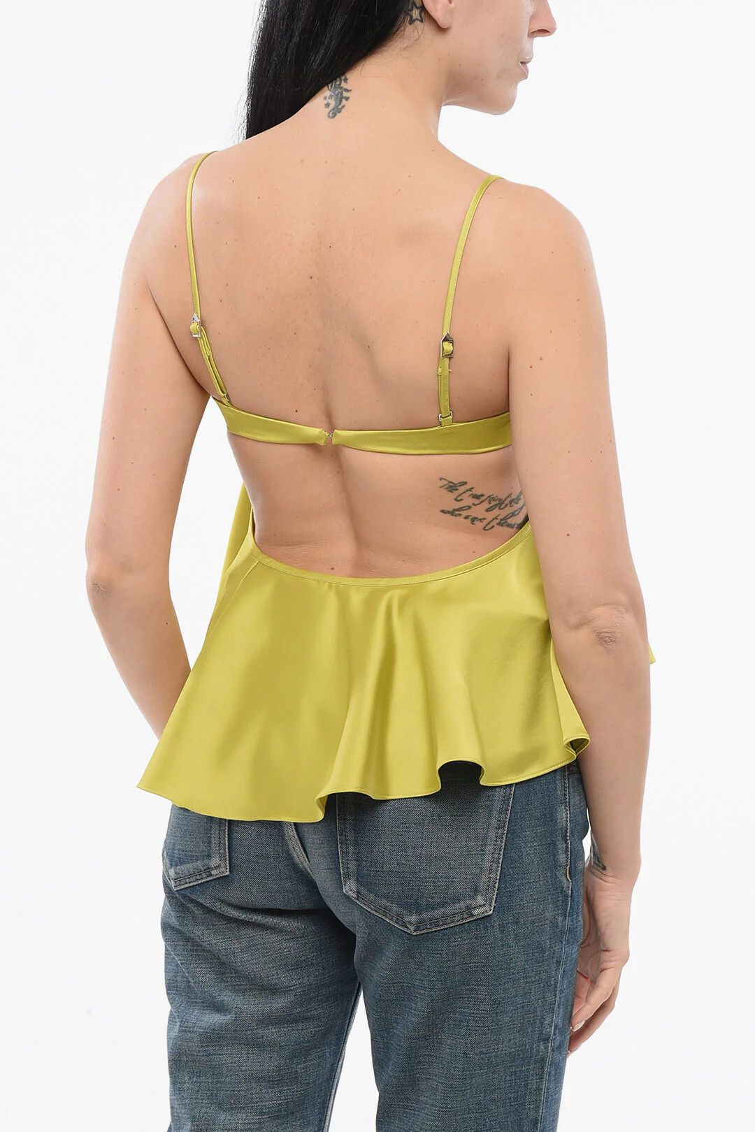 The Attico og1mm0426 Charmeuse Crop Top in Yellow Size XS / US 0-2 / IT 36-38 - 2 Thumbnail