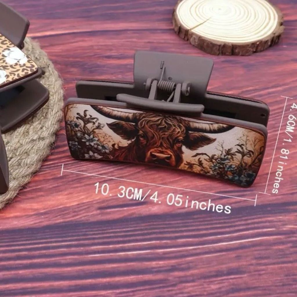 Other Western Cow Claw Clips Womens 4 Piece Leather Hair Size ONE SIZE - 5 Thumbnail