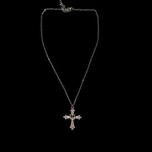 Jewelry Komuro x Misao Y2K Cross Necklace Punk Gothic Crystal Chain Size ONE SIZE - 2 Thumbnail