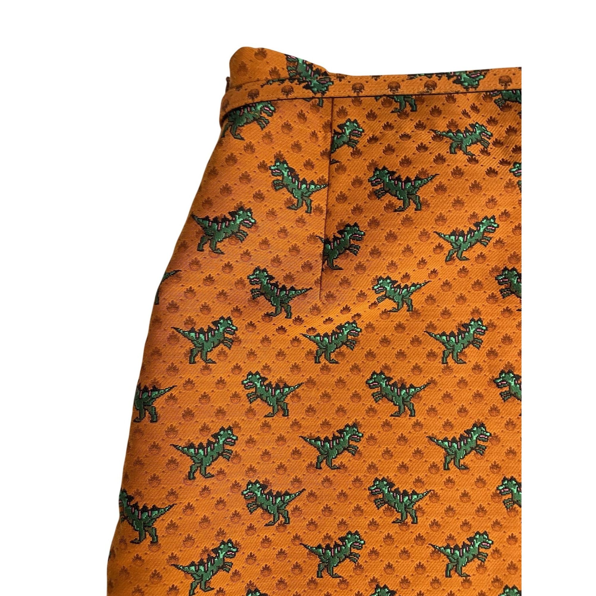 Dior Dior Orange Skirt With Green Dinosaur Pattern & Adjustable B Size 38" / US 16 / IT 52 - 4 Thumbnail