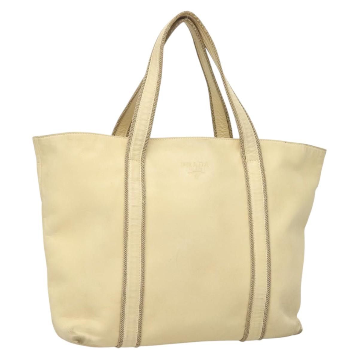 Prada PRADA Hand Bag Leather Cream Silver Size ONE SIZE - 1 Thumbnail