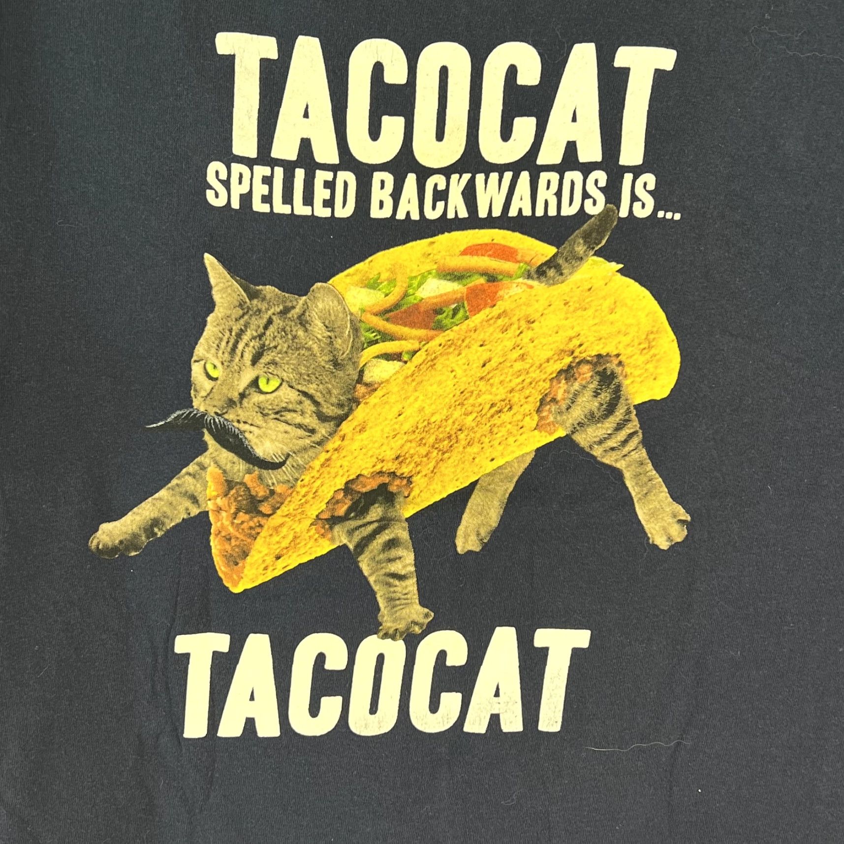 Delta Delta Shirt Mens XL Blue Spelled Backwards Is Tacocat Pro Weight Pullover T Shirt Size US XL / EU 56 / 4 - 2 Thumbnail
