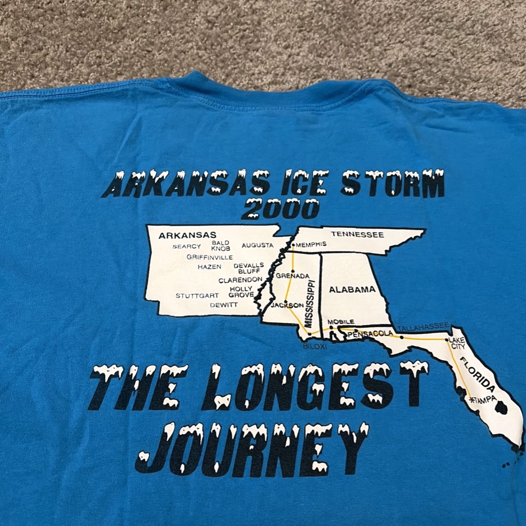 Gildan VINTAGE 2000 Arkansas Ice Storm Tampa Electric Emergency Response T-Shirt Storm Blue Mens XL Gildan T-Shirt Size US XL / EU 56 / 4 - 3 Thumbnail
