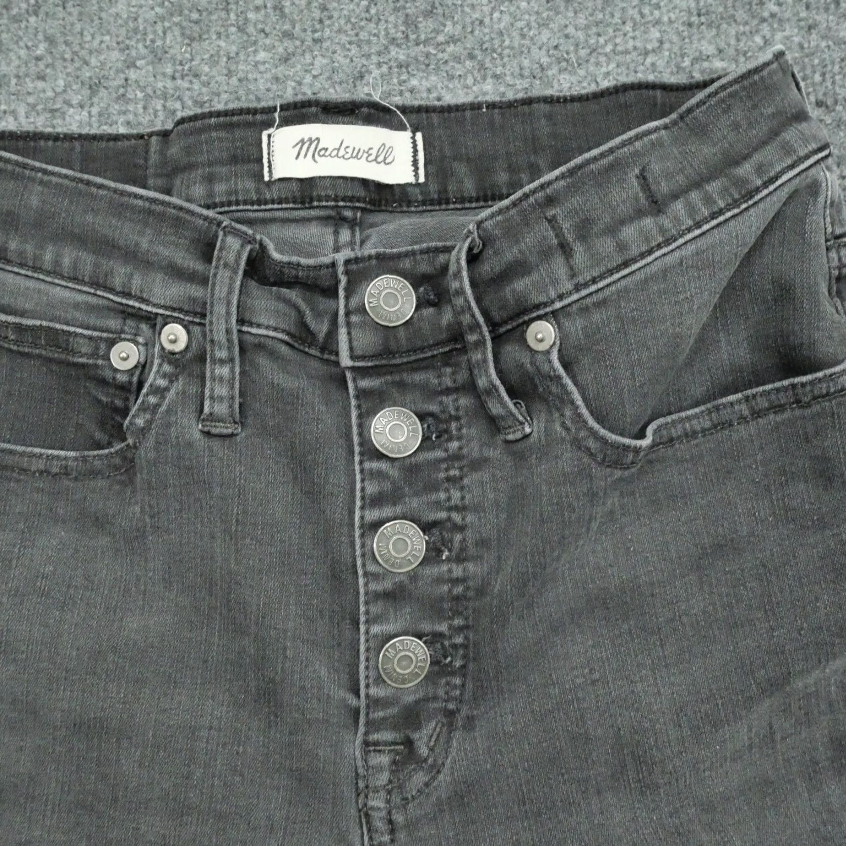 Madewell Madewell Jeans Womens 27 Black Grey Cali Demi Boot Button Fly 26x26 Regular Size 27" / US 4 / IT 40 - 4 Thumbnail