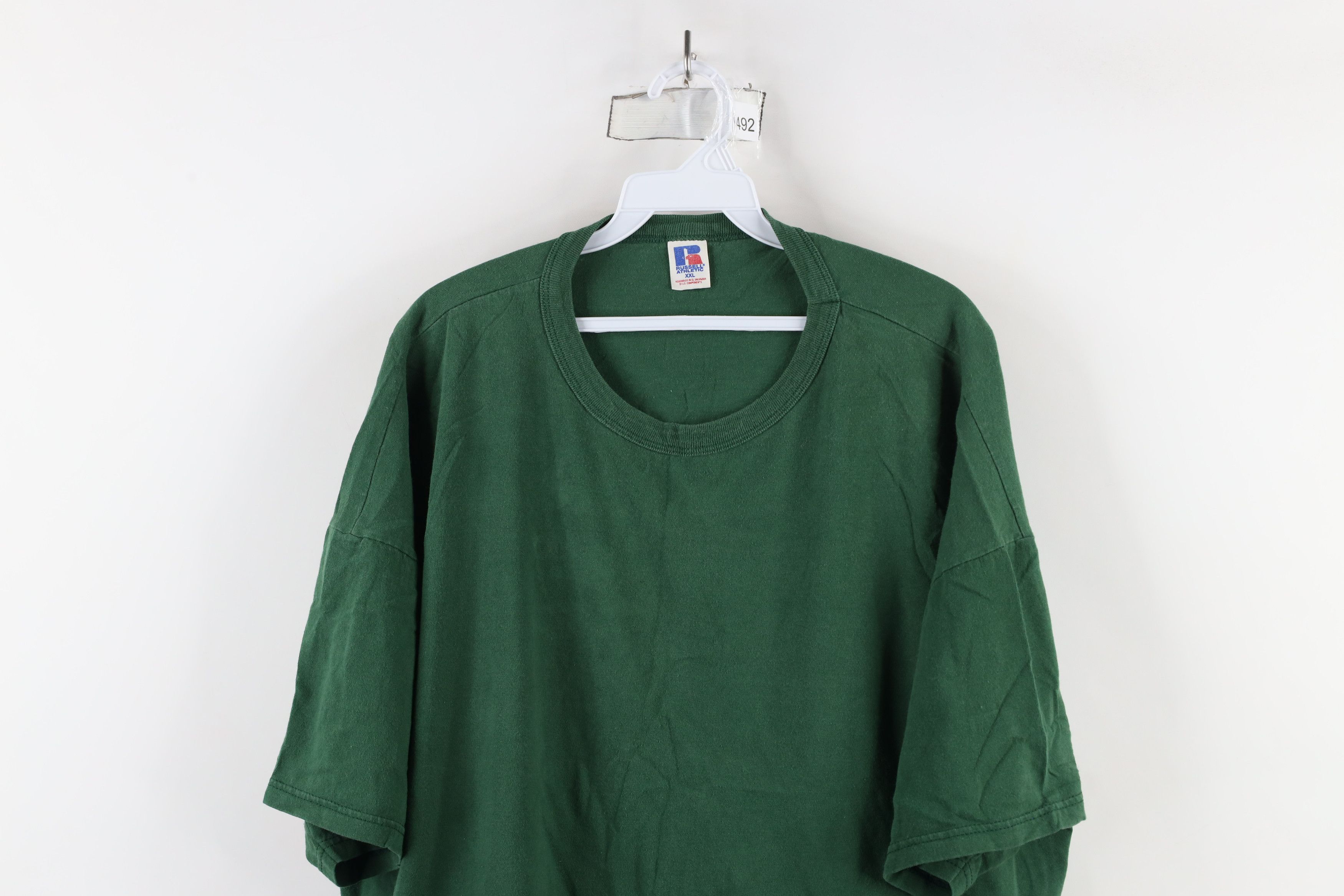 Russell Athletic × Vintage Vintage 90s Russell Athletic Blank T-Shirt Green Cotton Size US XXL / EU 58 / 5 - 2 Thumbnail