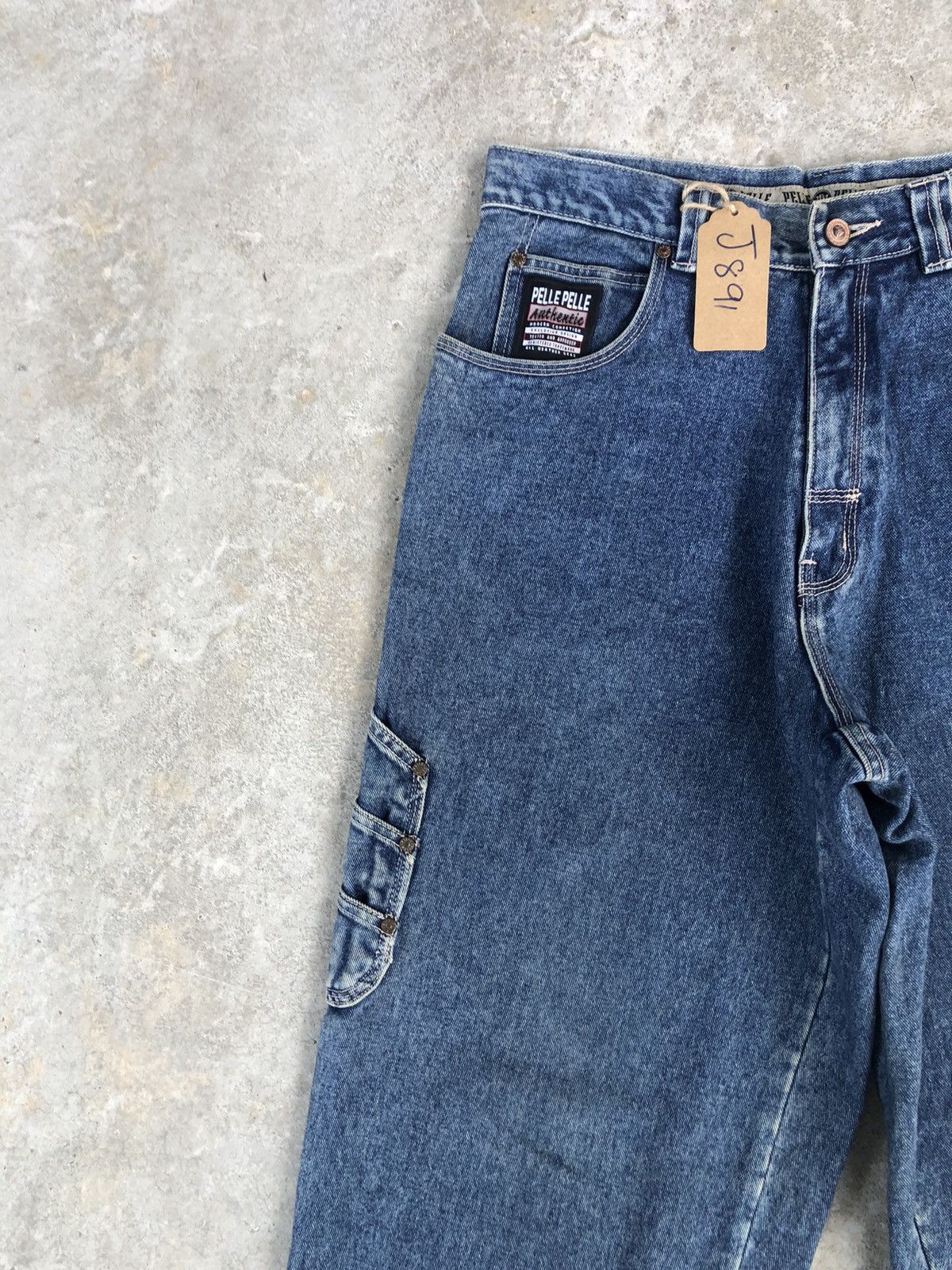 Marc Buchanan Pelle Pelle Embroidered Logo Baggy Carpenter Distressed Size US 33 - 4 Thumbnail