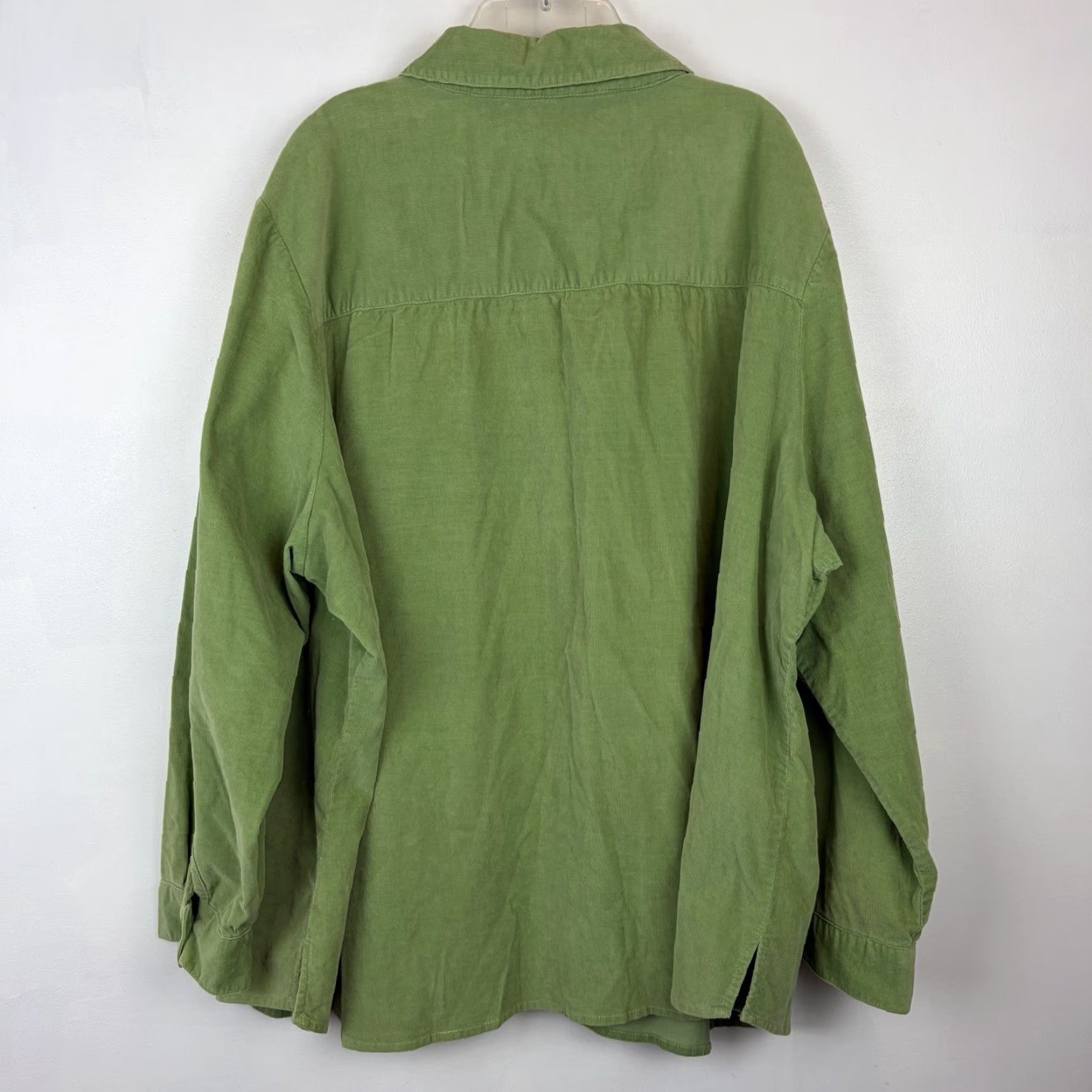 CO D&Co Denim Co Corduroy Top Womens 3X Button Front Green Tunic Plus Shirt Size XXL / US 16-18 / IT 52-54 - 2 Thumbnail