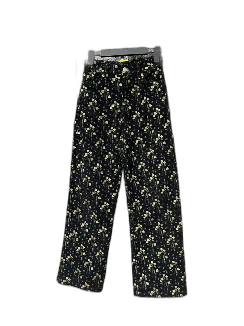 Floral Print Wide Leg Pants-yf