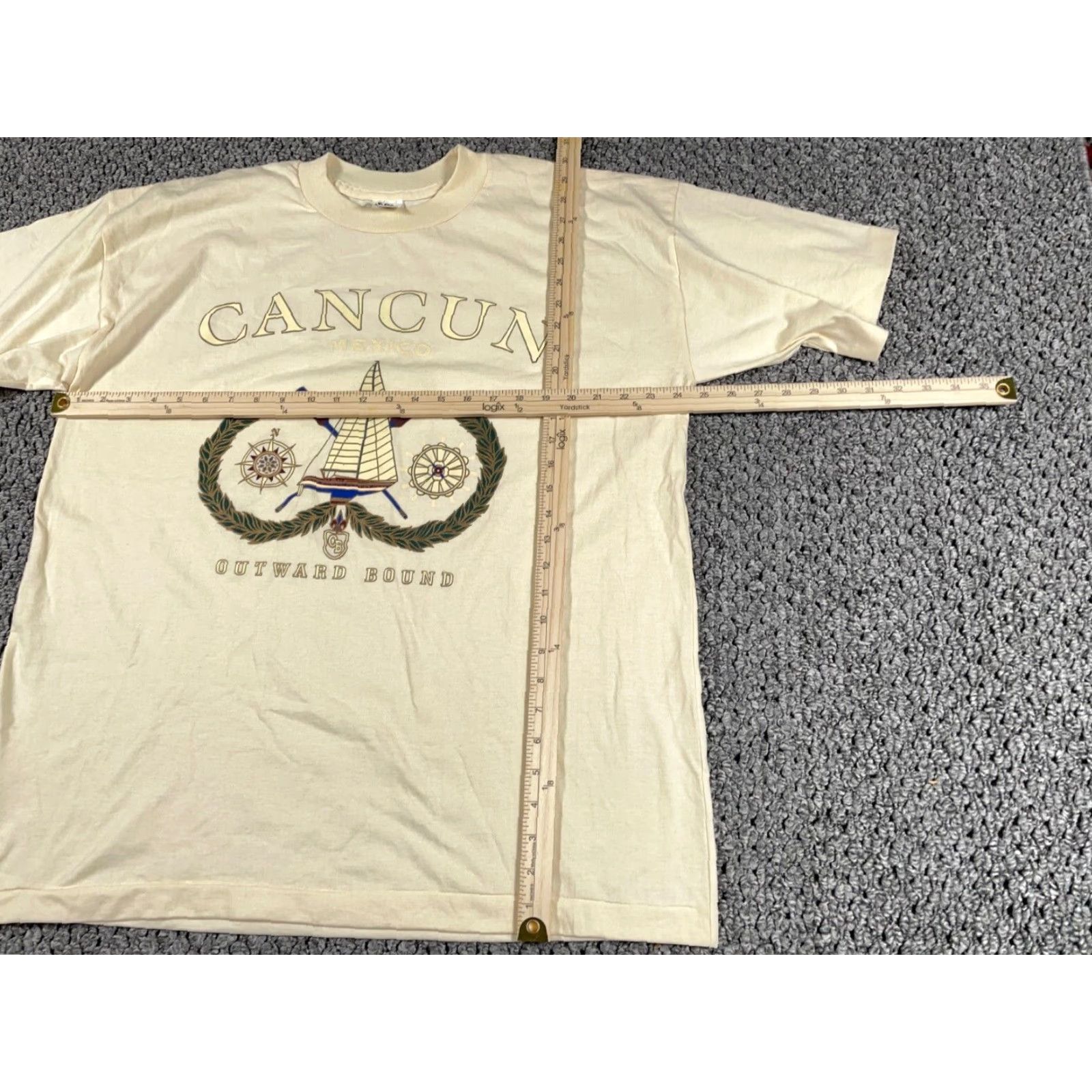 Vintage VINTAGE Cancun Outward Bound Sailboat T-Shirt Adult 2XL Ivory Short Sleeve Crew Neck Cotton Logo 90s Mens Size US XXL / EU 58 / 5 - 4 Thumbnail