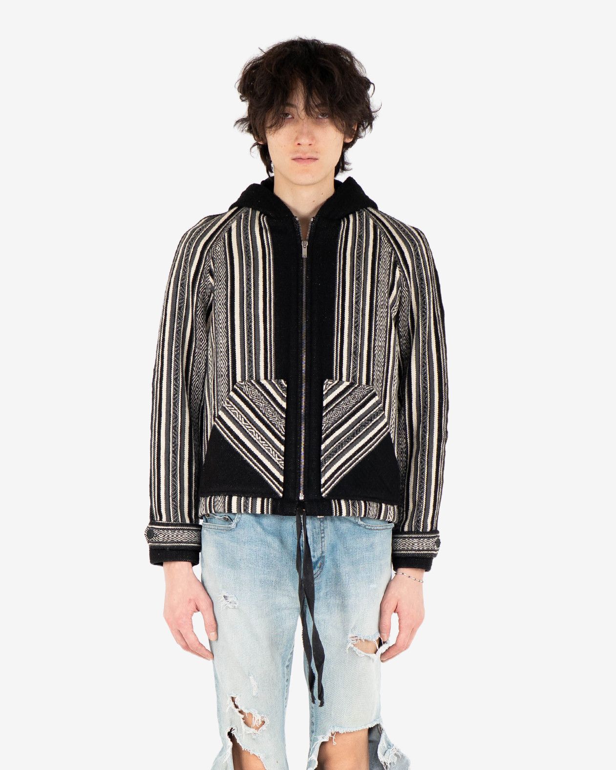 Saint Laurent Paris Black and White Baja Hooded Jacket (FW17) Size US S / EU 44-46 / 1 - 5 Thumbnail
