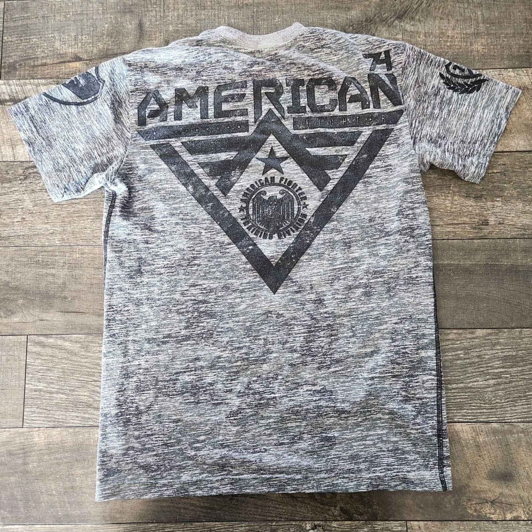 Vintage American Fighter T-Shirt Mens Small Gray Double-Sided AOP Tee Size US S / EU 44-46 / 1 - 5 Thumbnail