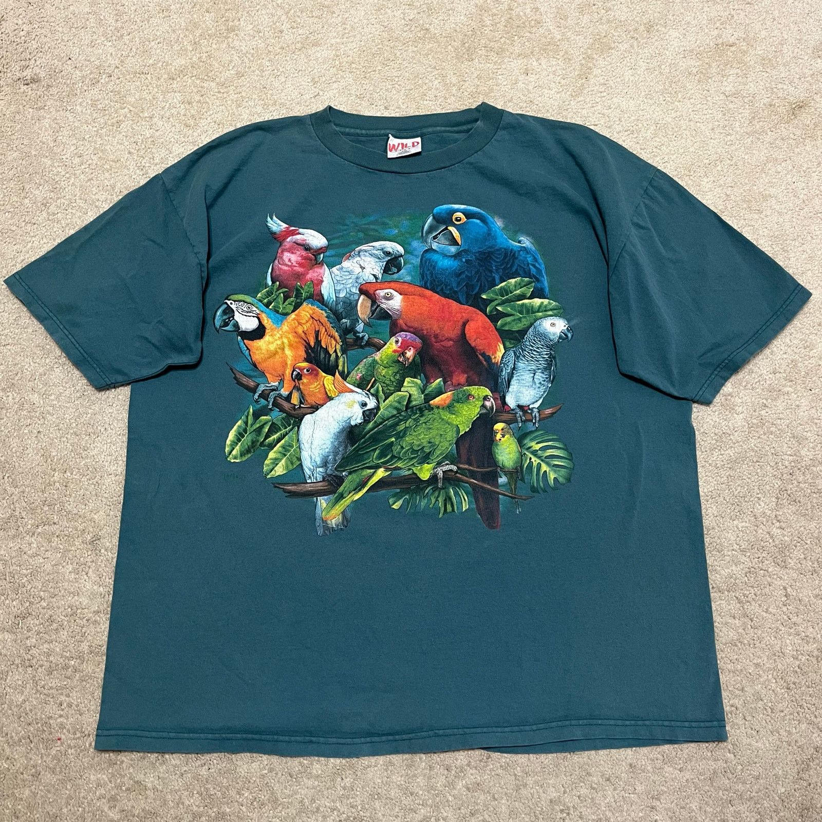 Other Vintage 90s Wild Gear Parrots Graphic Nature T-Shirt XXL Size US L / EU 52-54 / 3 - 1 Thumbnail