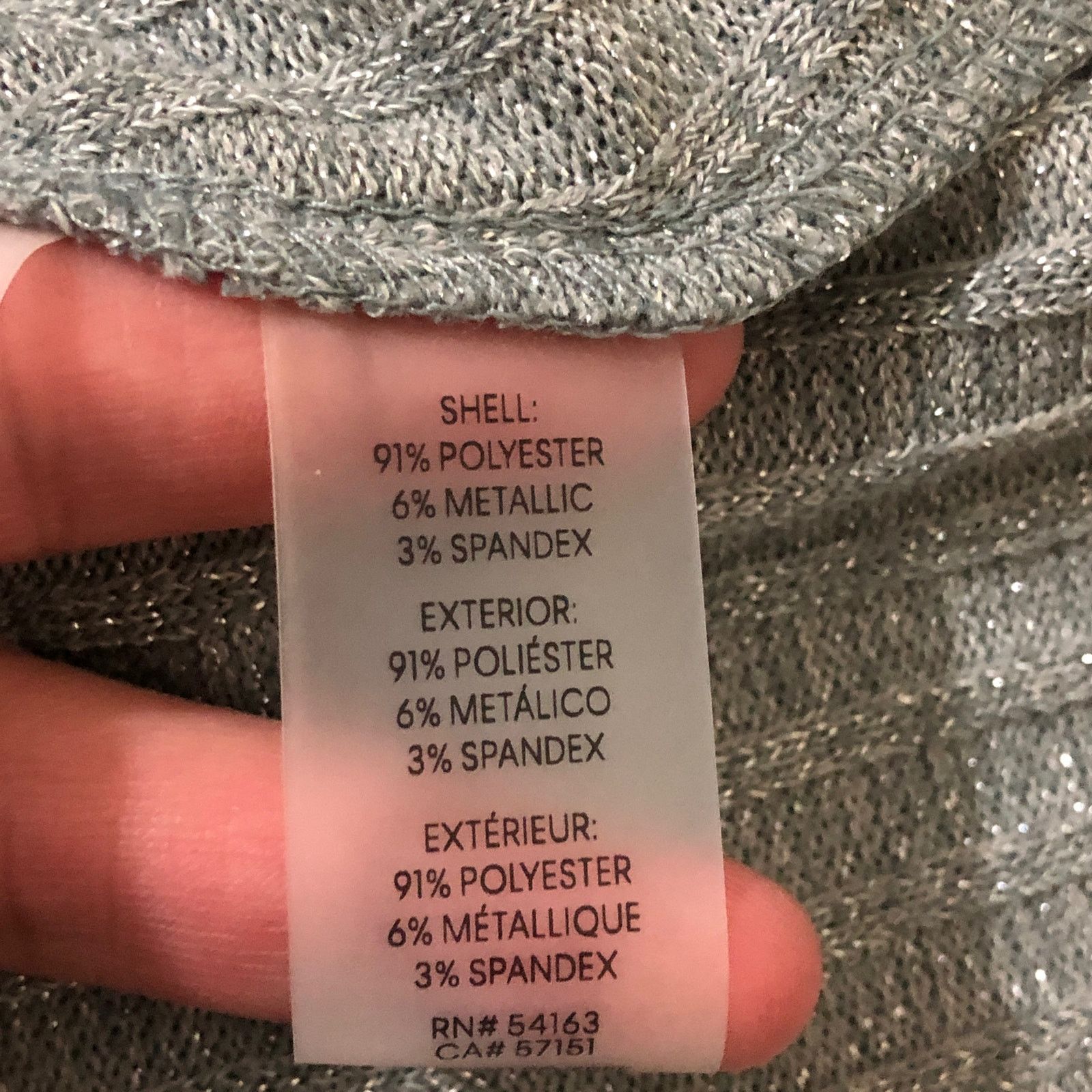 Calvin Klein Lightweight Round Hem Sparkly Crew Neck Ribbed Knit Sweater Size XL / US 12-14 / IT 48-50 - 8 Thumbnail
