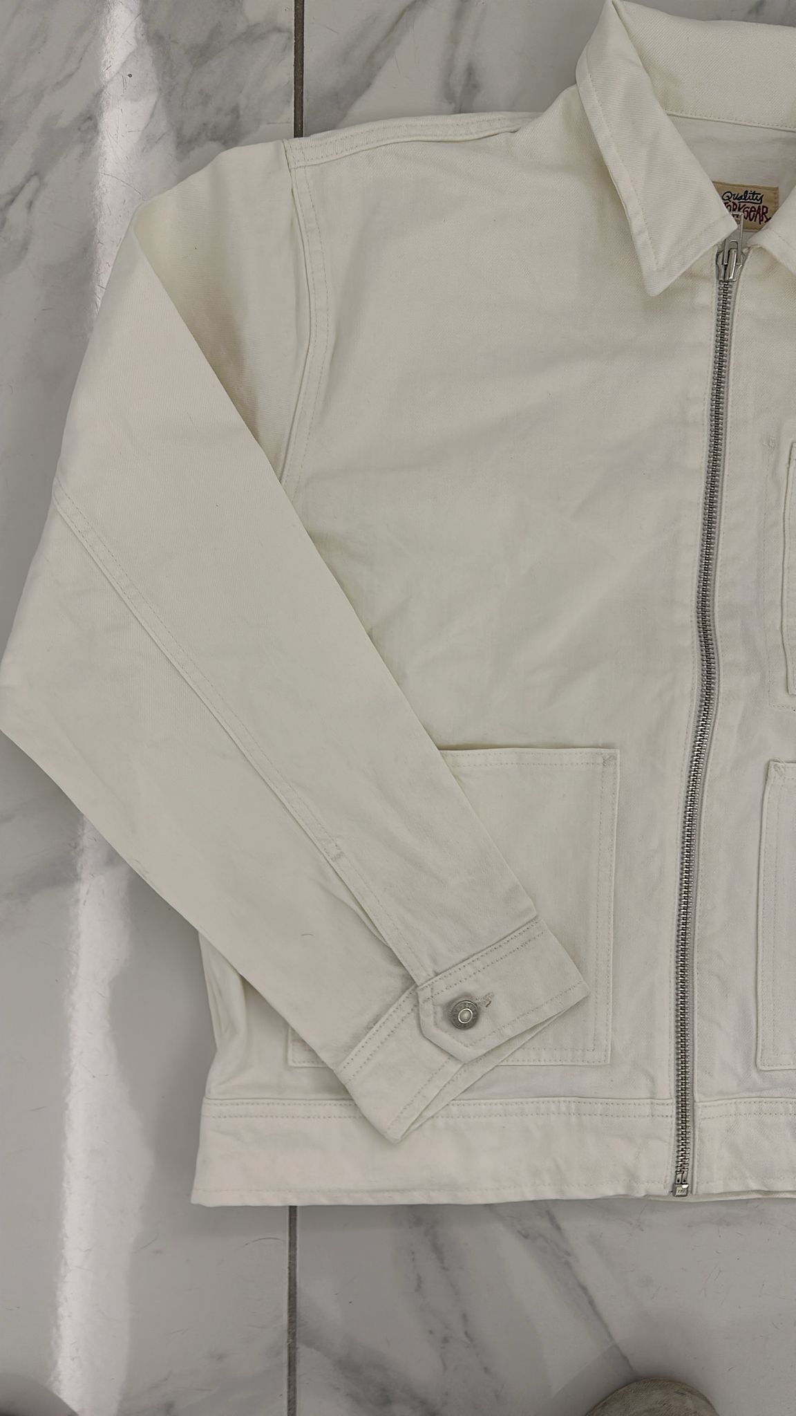 Stussy × Vintage Stussy HO23 Zip Work Jacket Denim White Size US M / EU 48-50 / 2 - 7 Thumbnail
