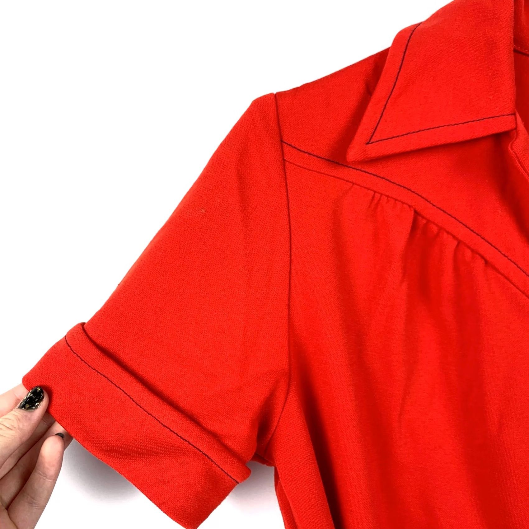 GRAFF VINTAGE Graff Jumpsuit Red Disco Wide Leg Coveralls 70s S/M Womens Small Medium Size 28" / US 6 / IT 42 - 5 Thumbnail