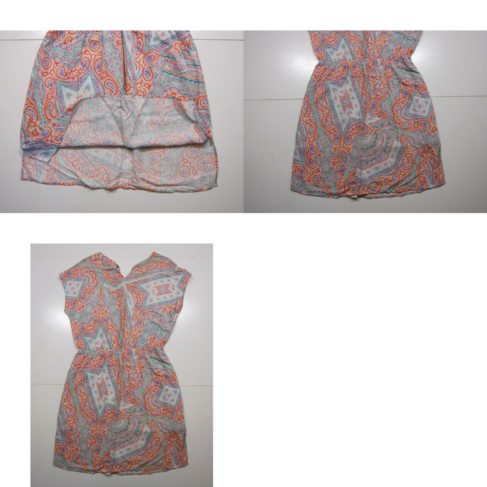 Vintage Violeta Mango 100% Rayon Red Green Paisley Tunic Sheath Shift Sun Dress Women 10 Size L / US 10 / IT 46 - 8 Thumbnail