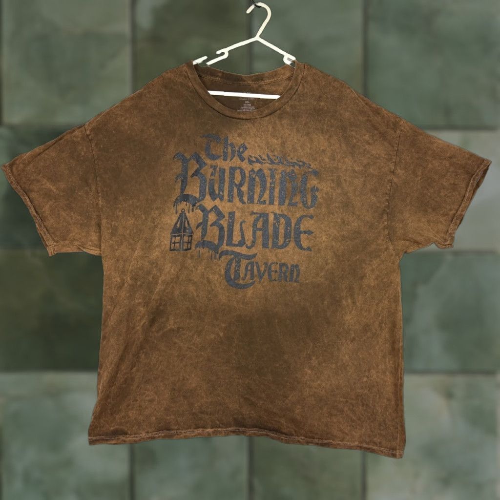 Epic Dark Universe Burning Blade Tavern Acid Wash UV Reactive Adult T-Shirt 3XL