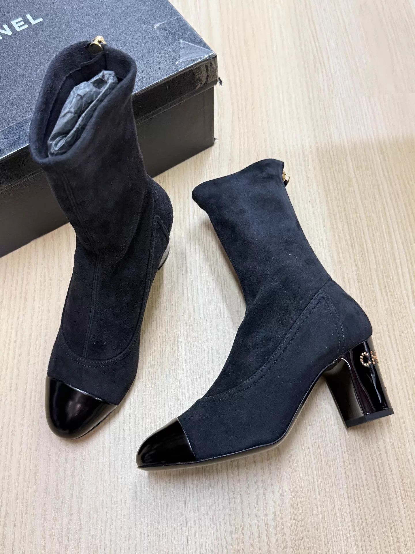 Chanel Chanel Black Heeled Ankle Boots 36 Unused Size US 6.5 / IT 36.5 - 2 Thumbnail