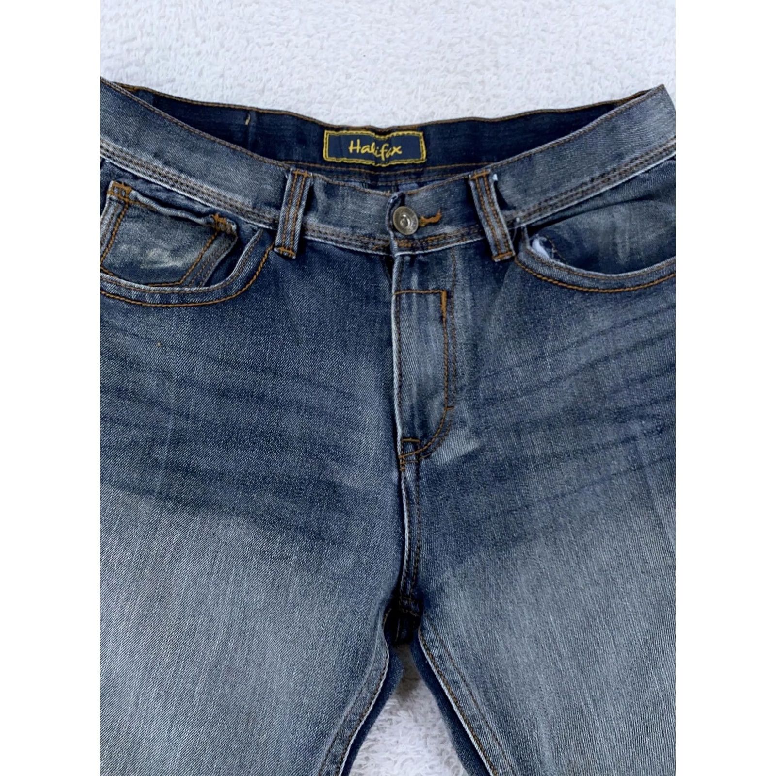 Vintage Halifax Jeans ACTUAL 32x28 Denim Pockets Fleur de Lis Distressed Blue Jeans Mens Regular 32x28 Size US 32 / EU 48 - 3 Thumbnail