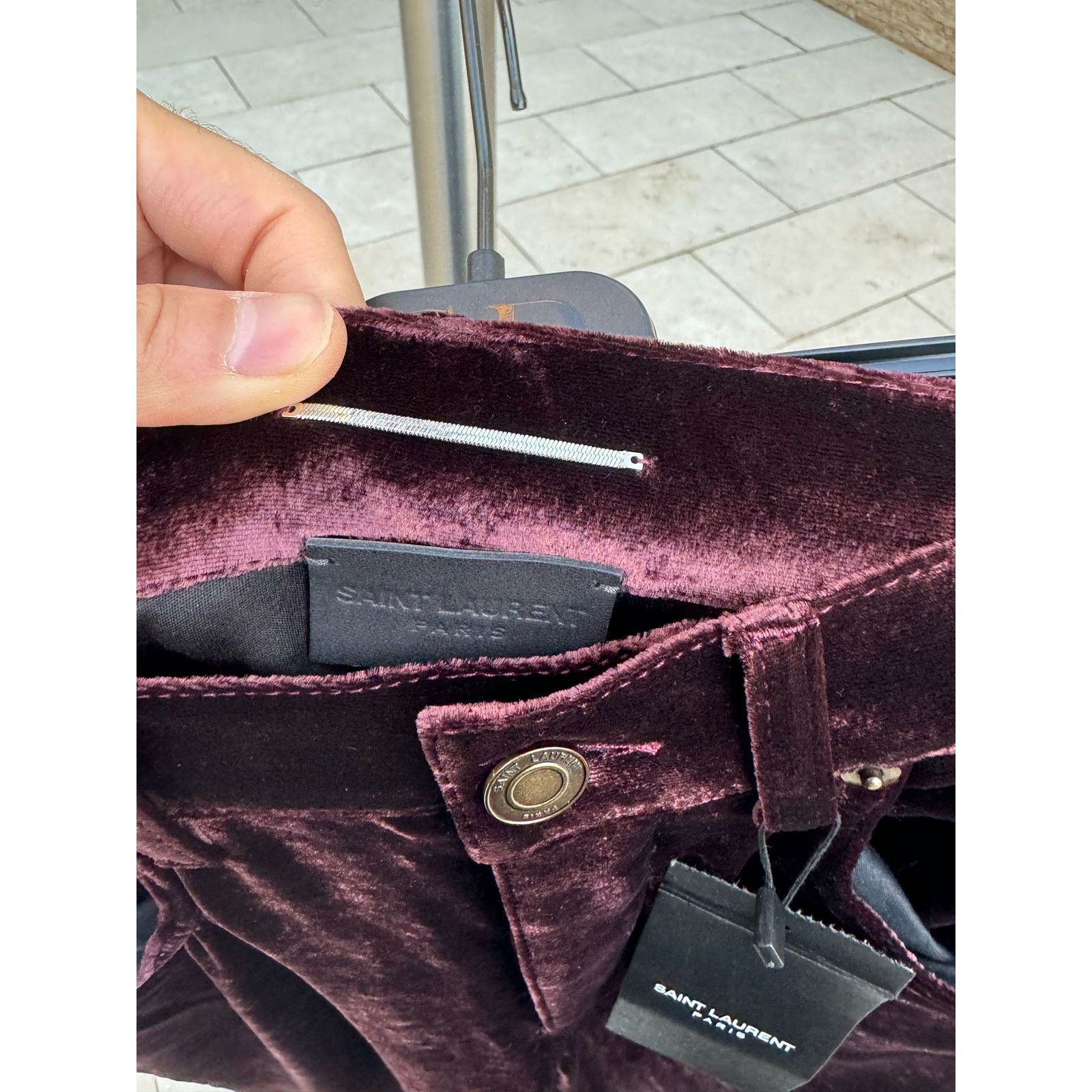Saint Laurent Paris o1rshd1 Wide Leg Velvet / Velour Pants in Burgundy Size US 32 / EU 48 - 13 Thumbnail