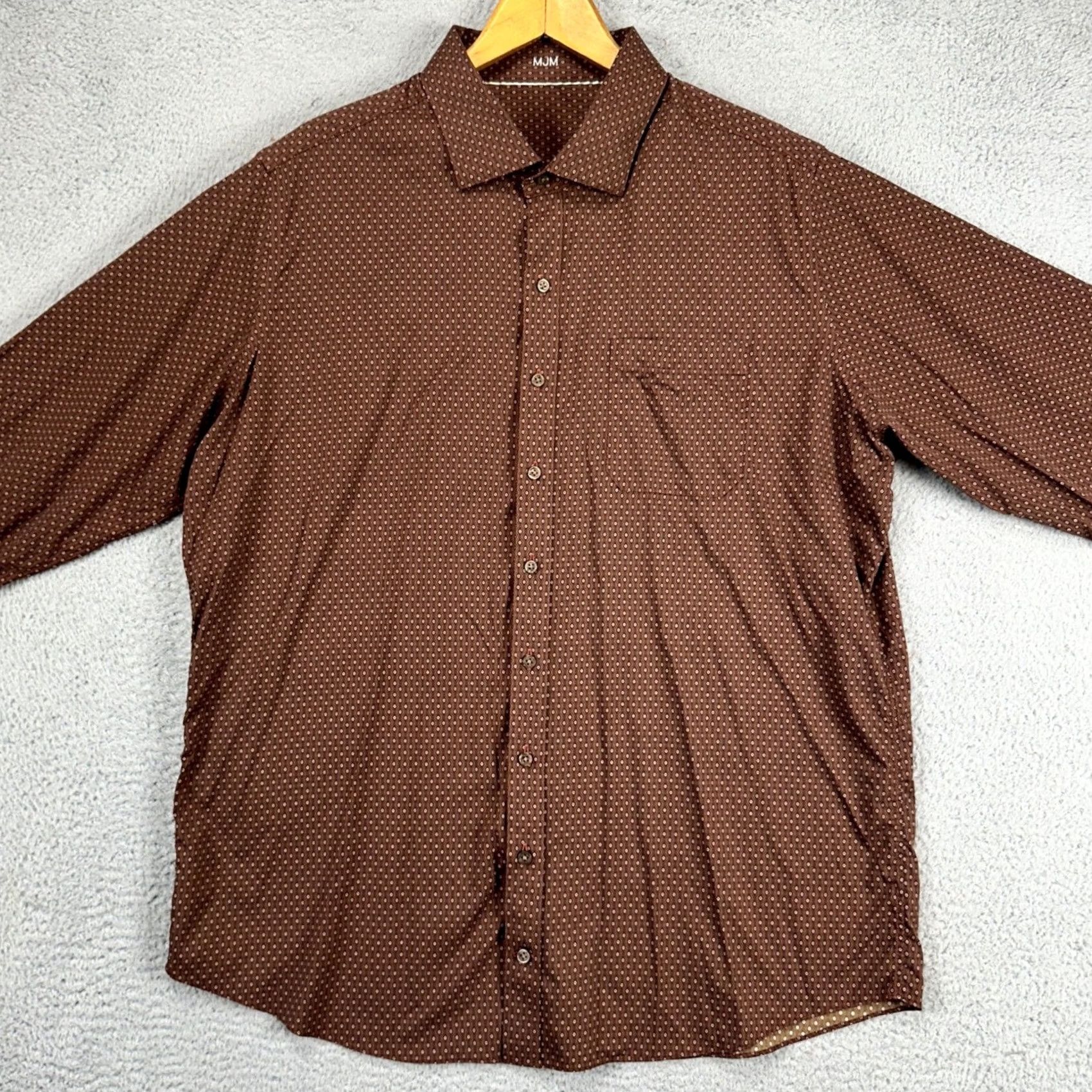 Vintage J. Hilburn Mens Shirt Button Up 2XL Brown Geometric Long Sleeve Casual Pocket Size US XXL / EU 58 / 5 - 3 Thumbnail