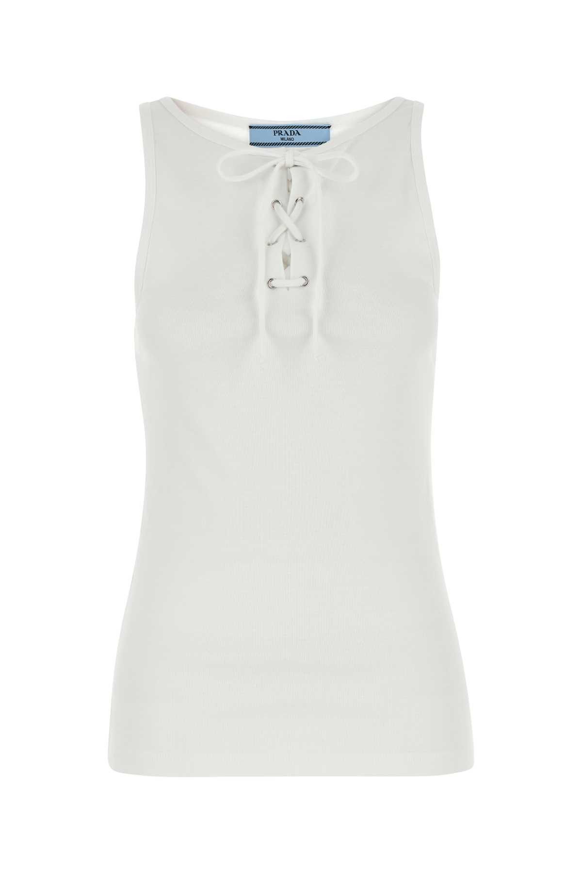Prada White Cotton Tank Top Size S / US 4 / IT 40 - 1 Thumbnail