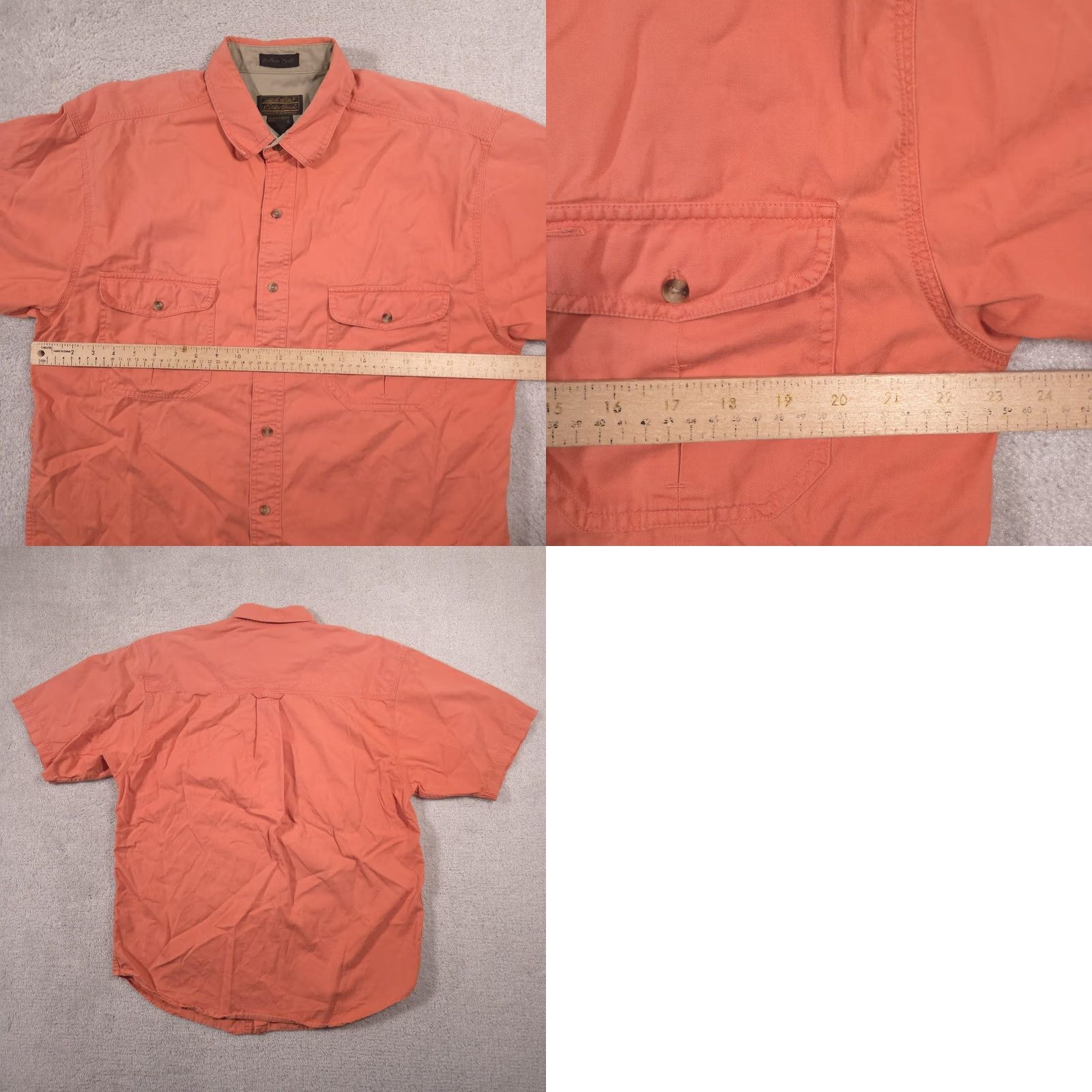 Eddie Bauer Eddie Bauer Shirt Mens Large Orange Solid Twill Button Front Short Sleeve Casual Size US L / EU 52-54 / 3 - 8 Thumbnail