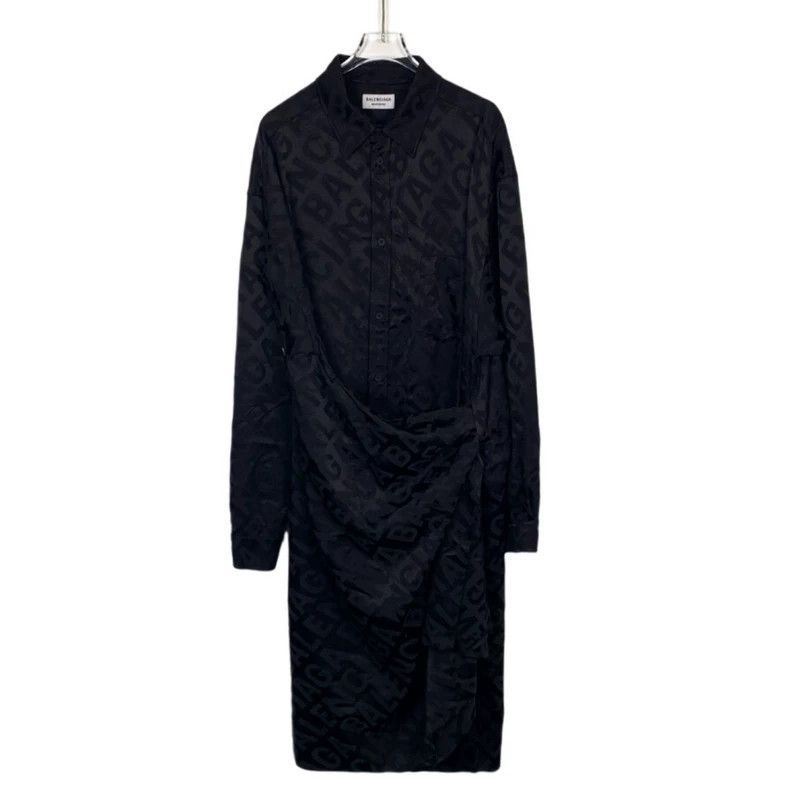 Other Balenciaga size 38 Black lapel shirt dress with full dark Size S / US 4 / IT 40 - 1 Thumbnail
