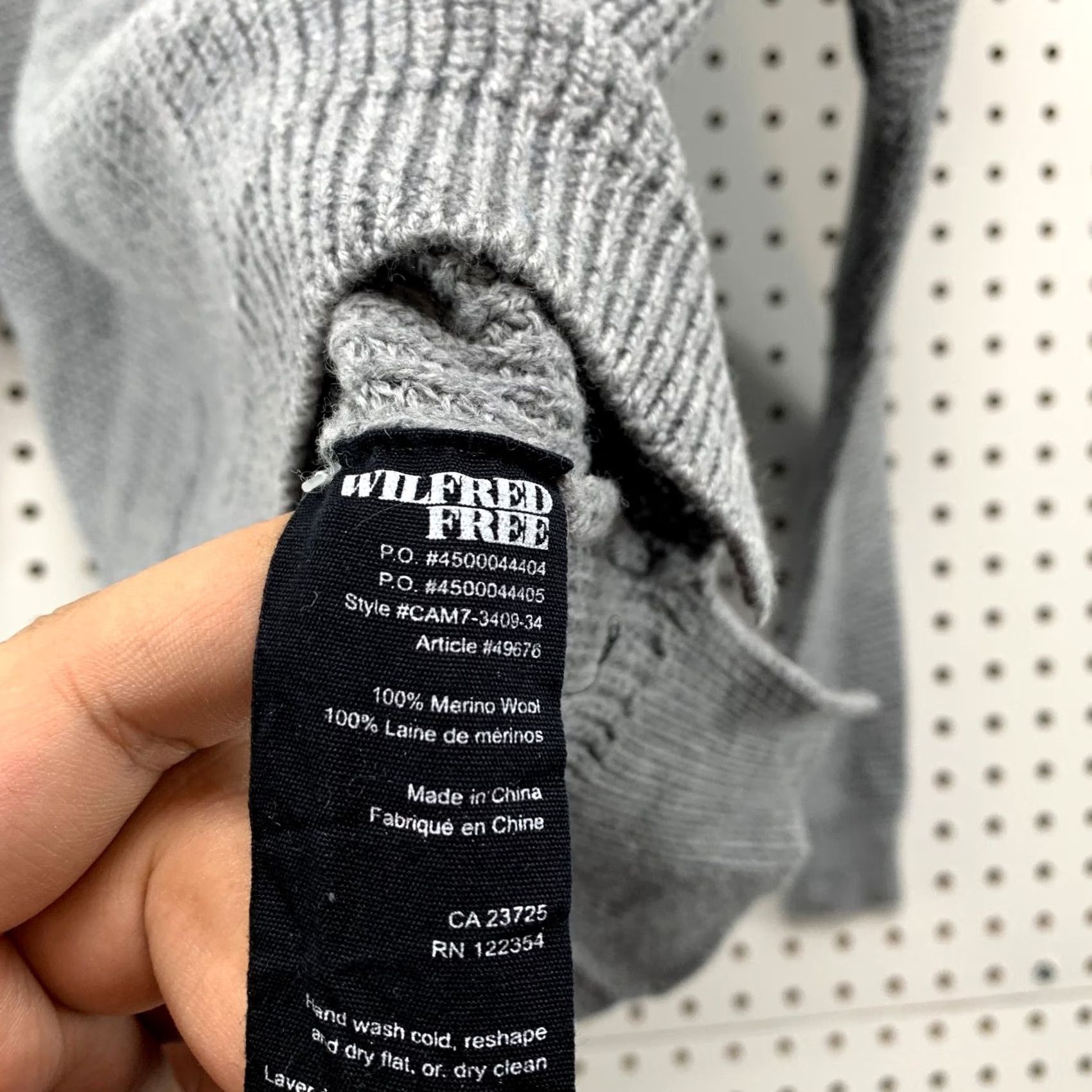 Vintage Wilfred Free Sweater Womens 2XS Gray Waffle Knit Merino Wool Size XXS / US 00 / IT 34 - 5 Thumbnail