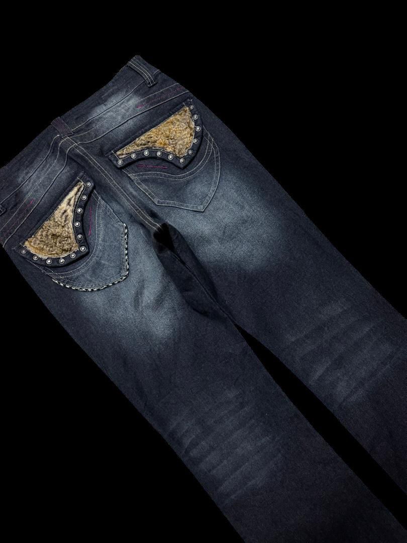 Japanese Brand FLARED Japanese Mudwash Pocket Split Fur Rare Dark Jeans Size US 29 - 17 Thumbnail