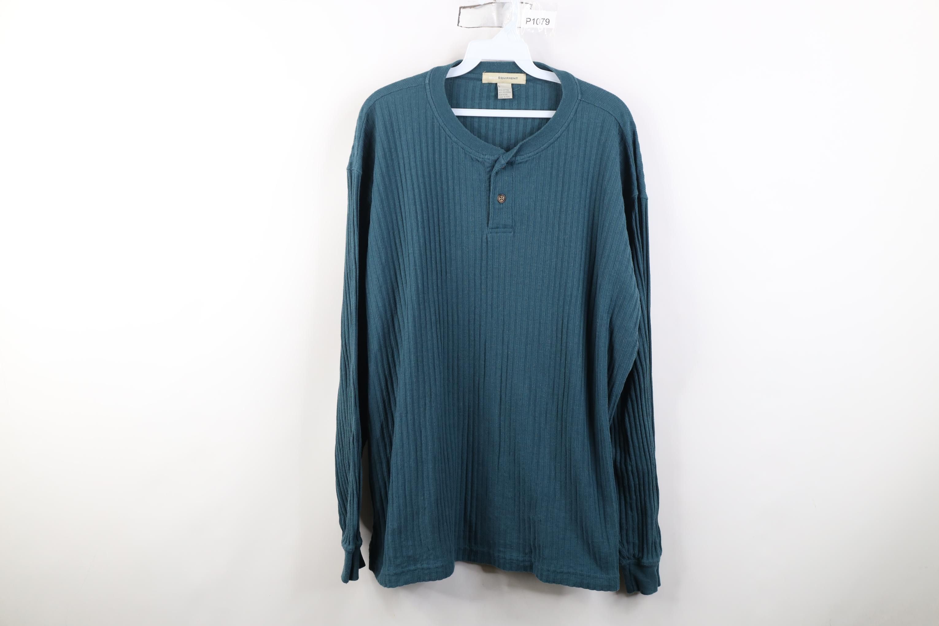 Vintage Vintage 90s Streetwear Thermal Ribbed Knit Henley T-Shirt Size US L / EU 52-54 / 3 - 1 Thumbnail