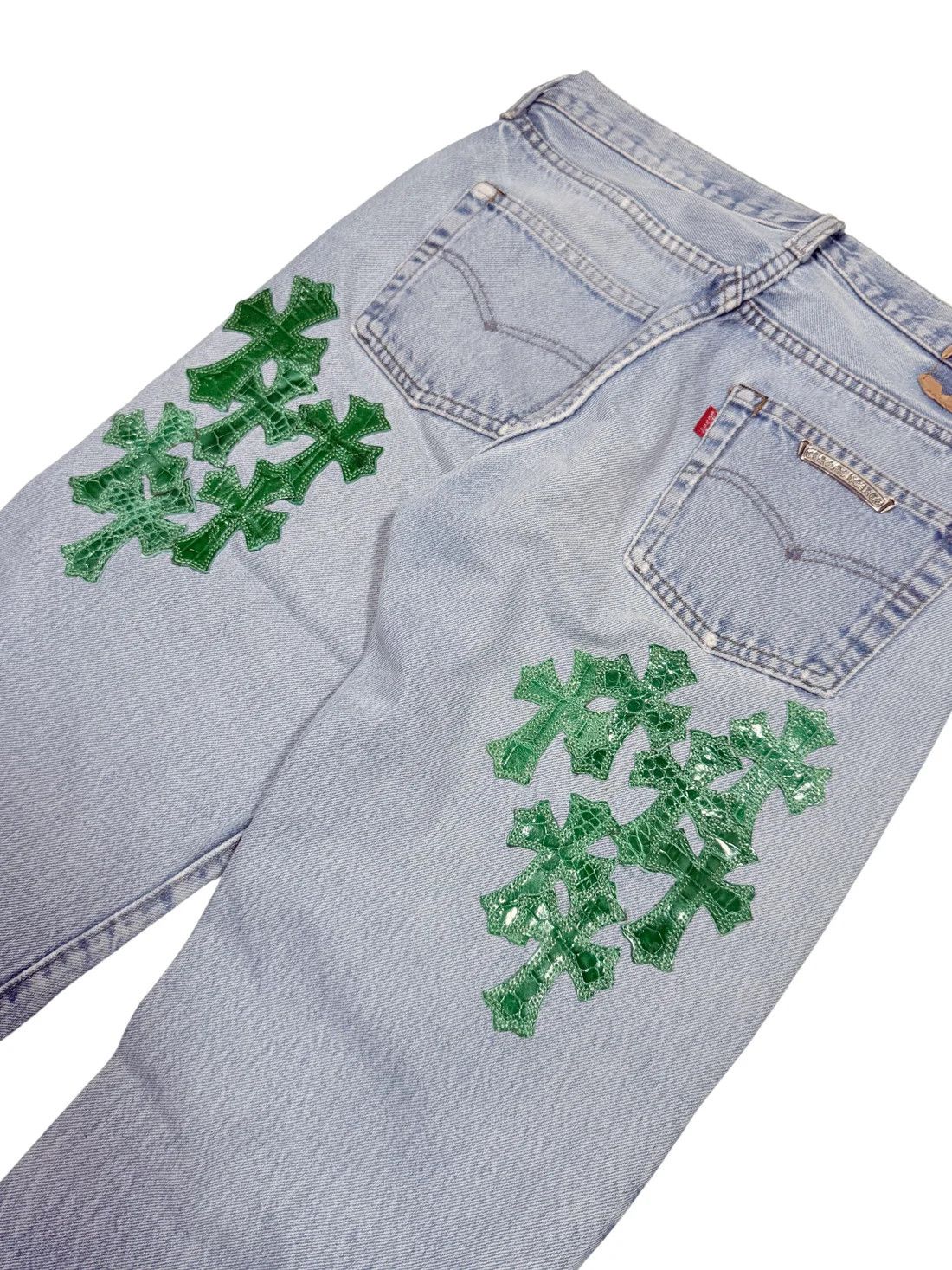 Chrome Hearts Green Alligator Cross Patch Levis 501 Jeans Size 29" - 4 Thumbnail