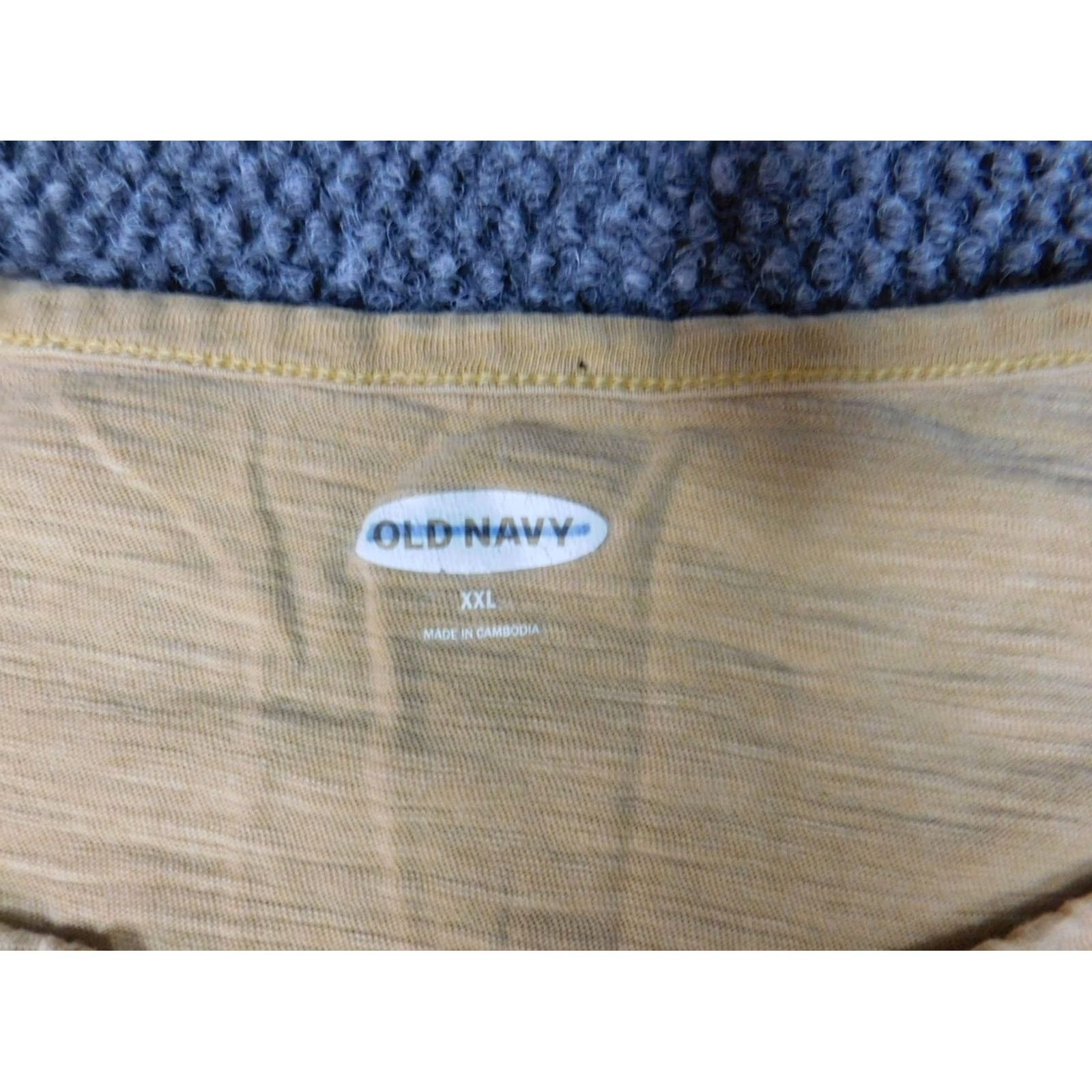 Old Navy Old Navy Womens Blouse 2XL Yellow Short Sleeve Round Neck Pullover Casual 100% Cotton Button Regular Fit Womens Size XXL / US 16-18 / IT 52-54 - 4 Thumbnail