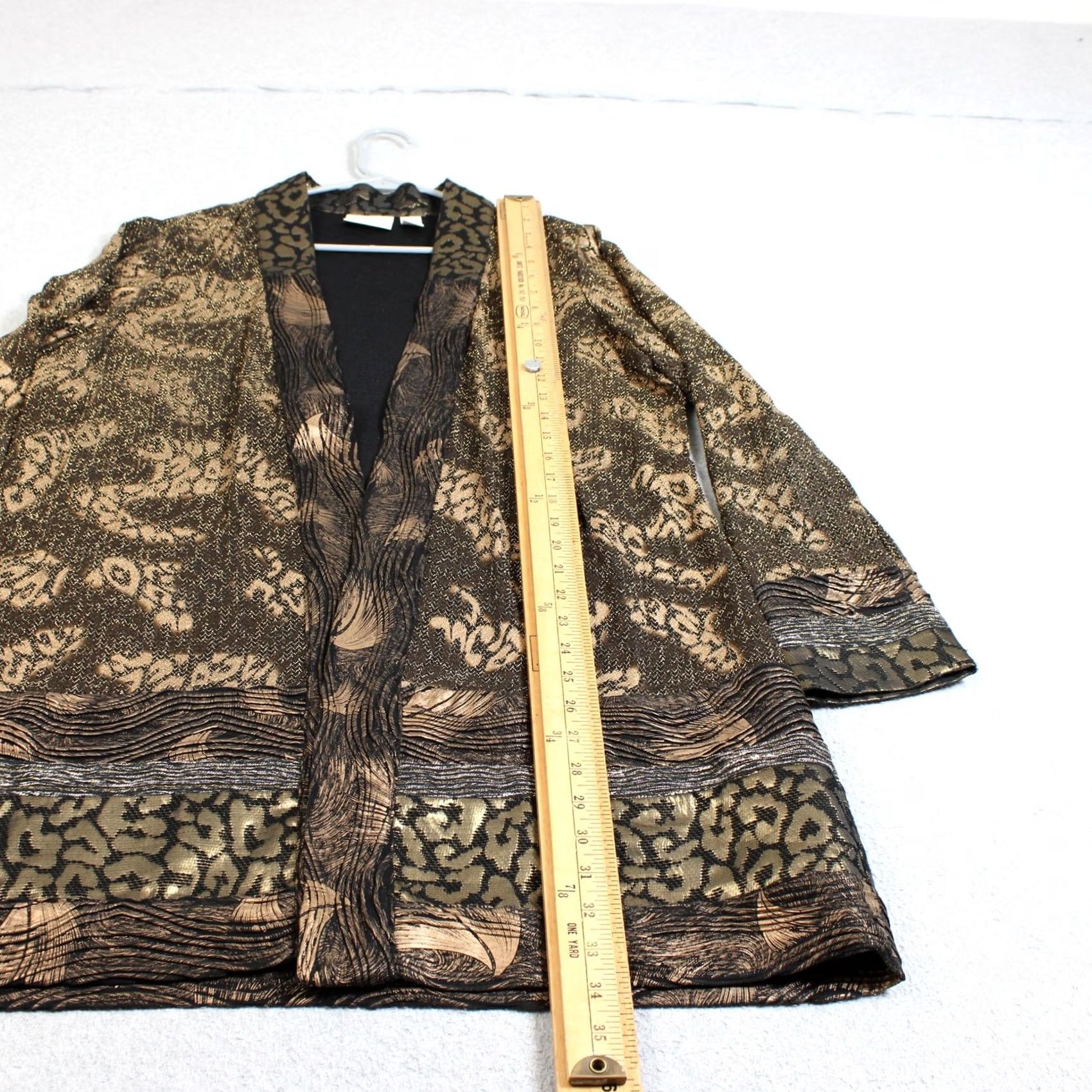 Vintage Chico's Kimono Jacket Women 2 Brown Metallic Leopard Open Lightweight 3/4 Sleeve Size XS / US 0-2 / IT 36-38 - 5 Thumbnail