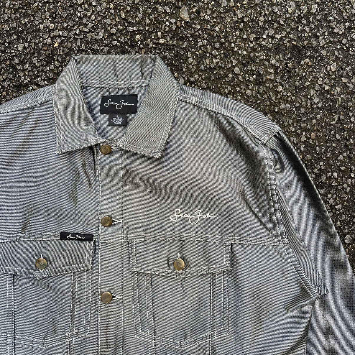Sean John Vintage Y2K Sean John Silver Metallic Hip Hop Denim Jacket Size US L / EU 52-54 / 3 - 4 Thumbnail