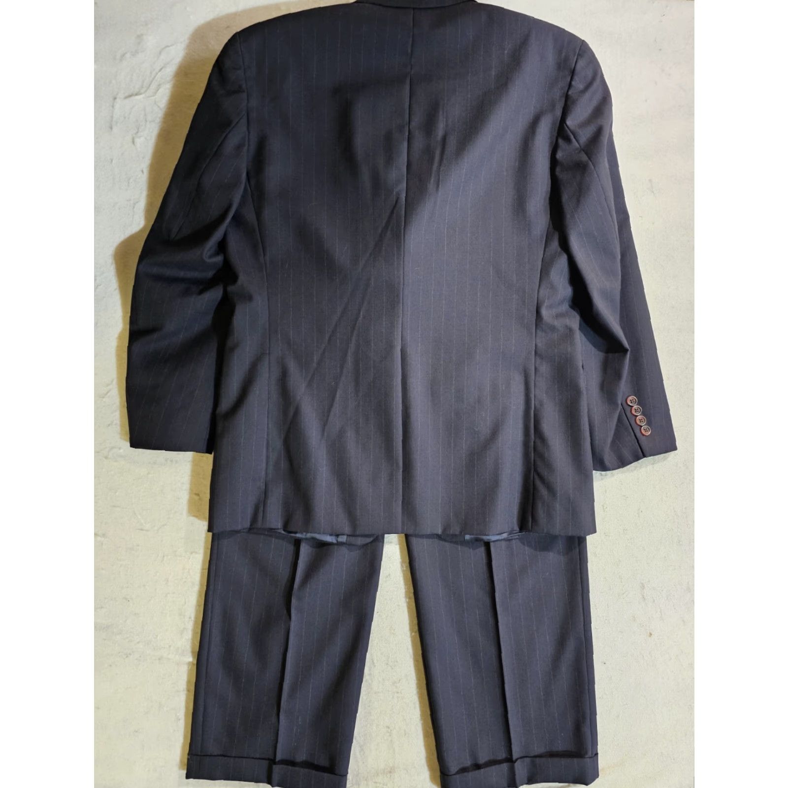 Chaps VINTAGE CHAPS By RALPH LAUREN 100% Wool Blue Pin Striped Suit Mens 42 Regular 34x30 Pants Size 42R - 6 Thumbnail