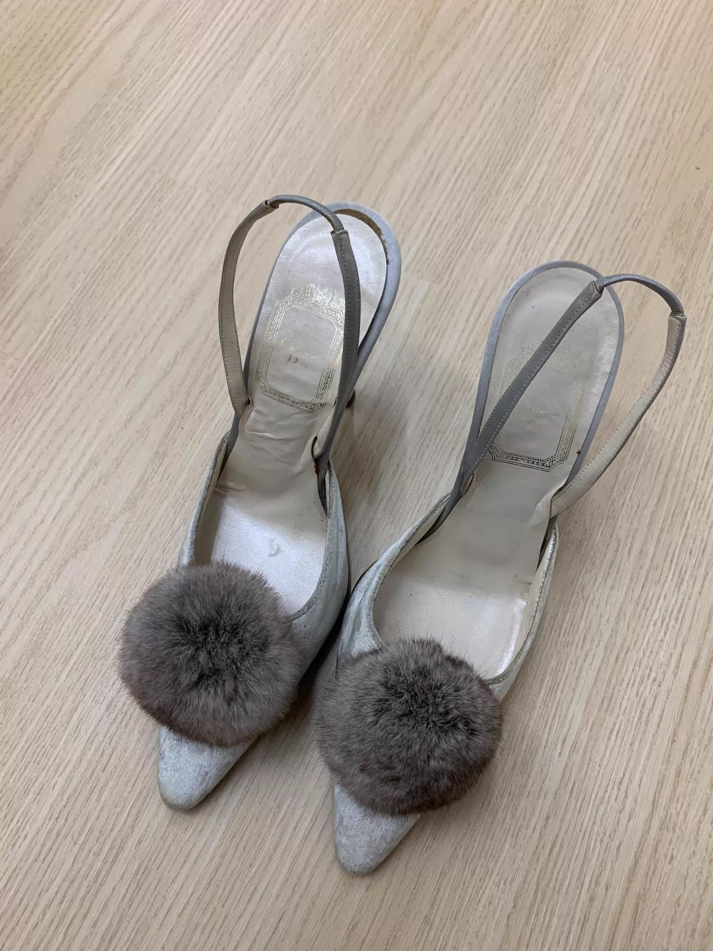 Dior Dior Gray Pom Pom High Heels 36.5 New Size US 6 / IT 36 - 1 Thumbnail