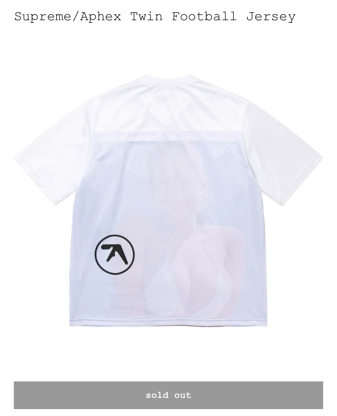 Supreme APHEX TWIN FOOTBALL JERSEY Large
