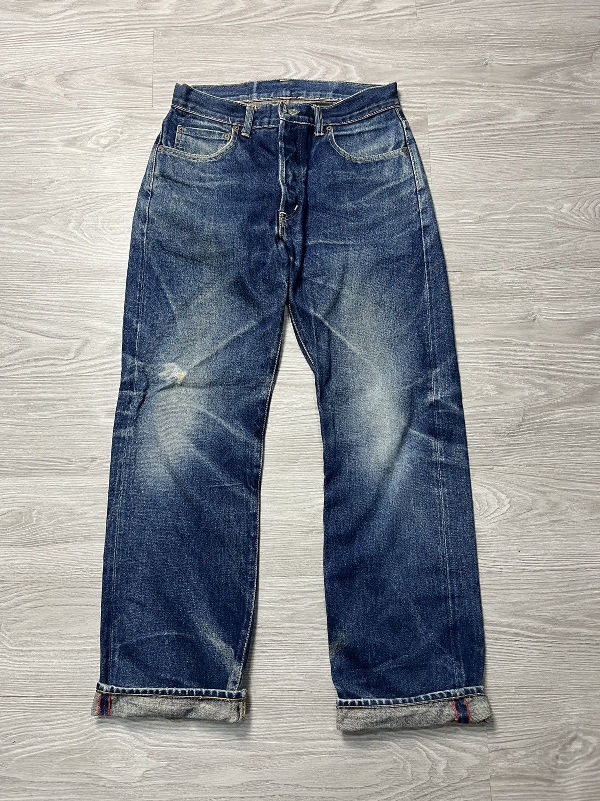 Blue Blue Japan Vintage HR Market Blue Blue Japan Selvedge faded Denim Jeans Size US 31 - 1 Thumbnail
